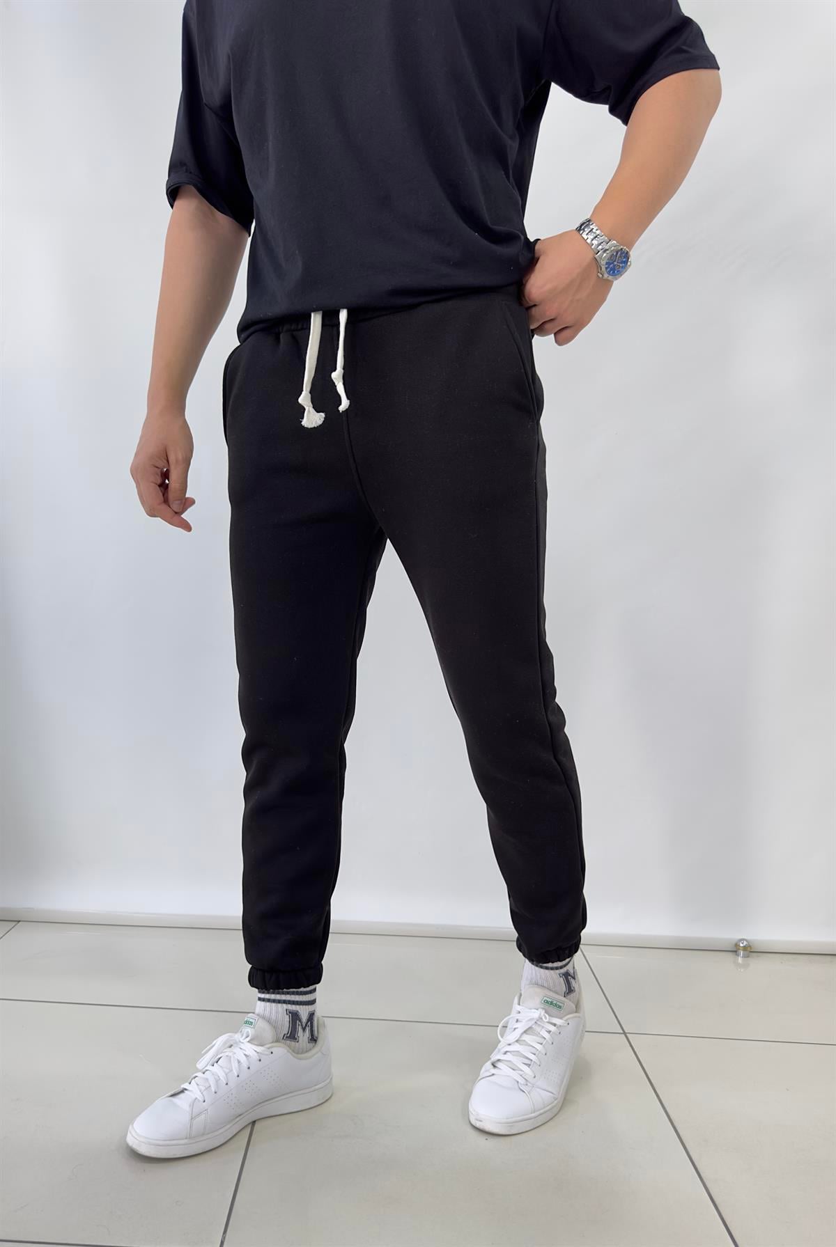 3 İplik Şardonlu Siyah Eşofman