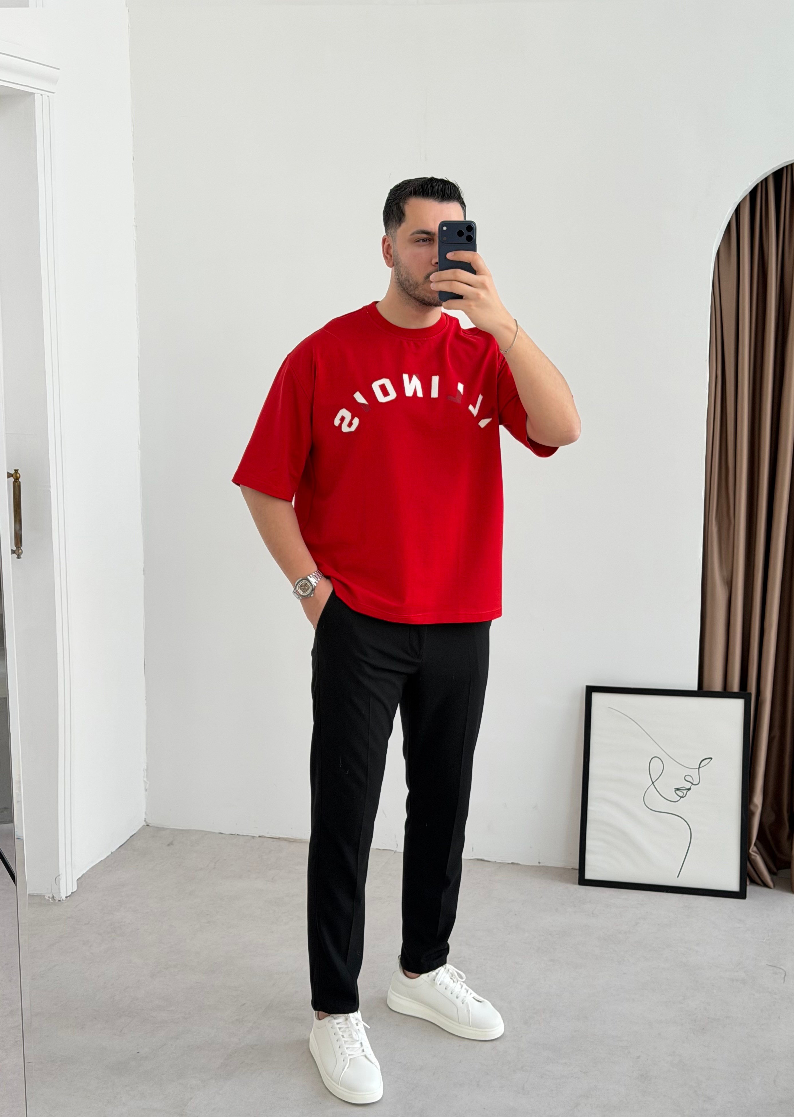 44 Kırmızı Oversize Tişört