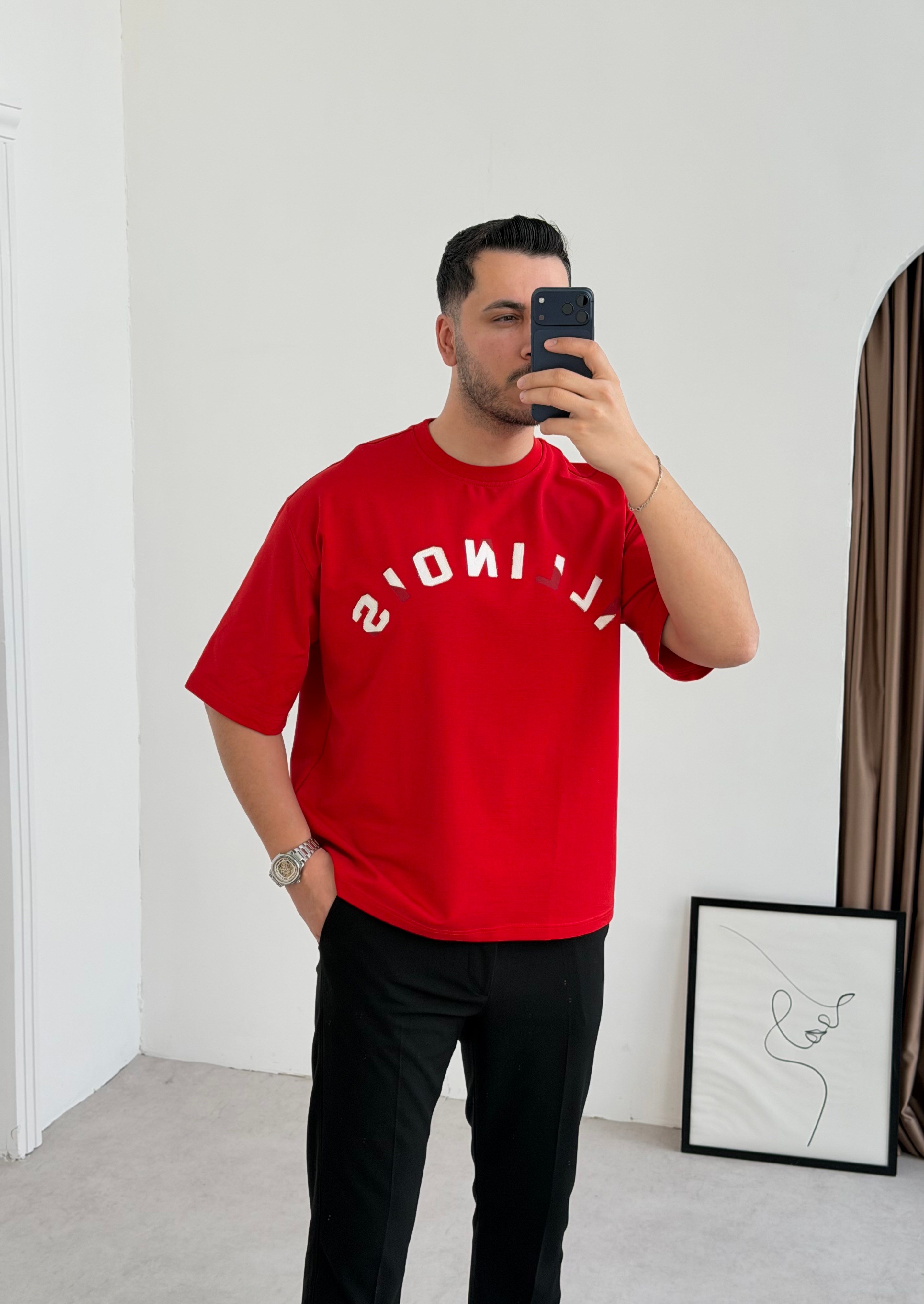 44 Kırmızı Oversize Tişört