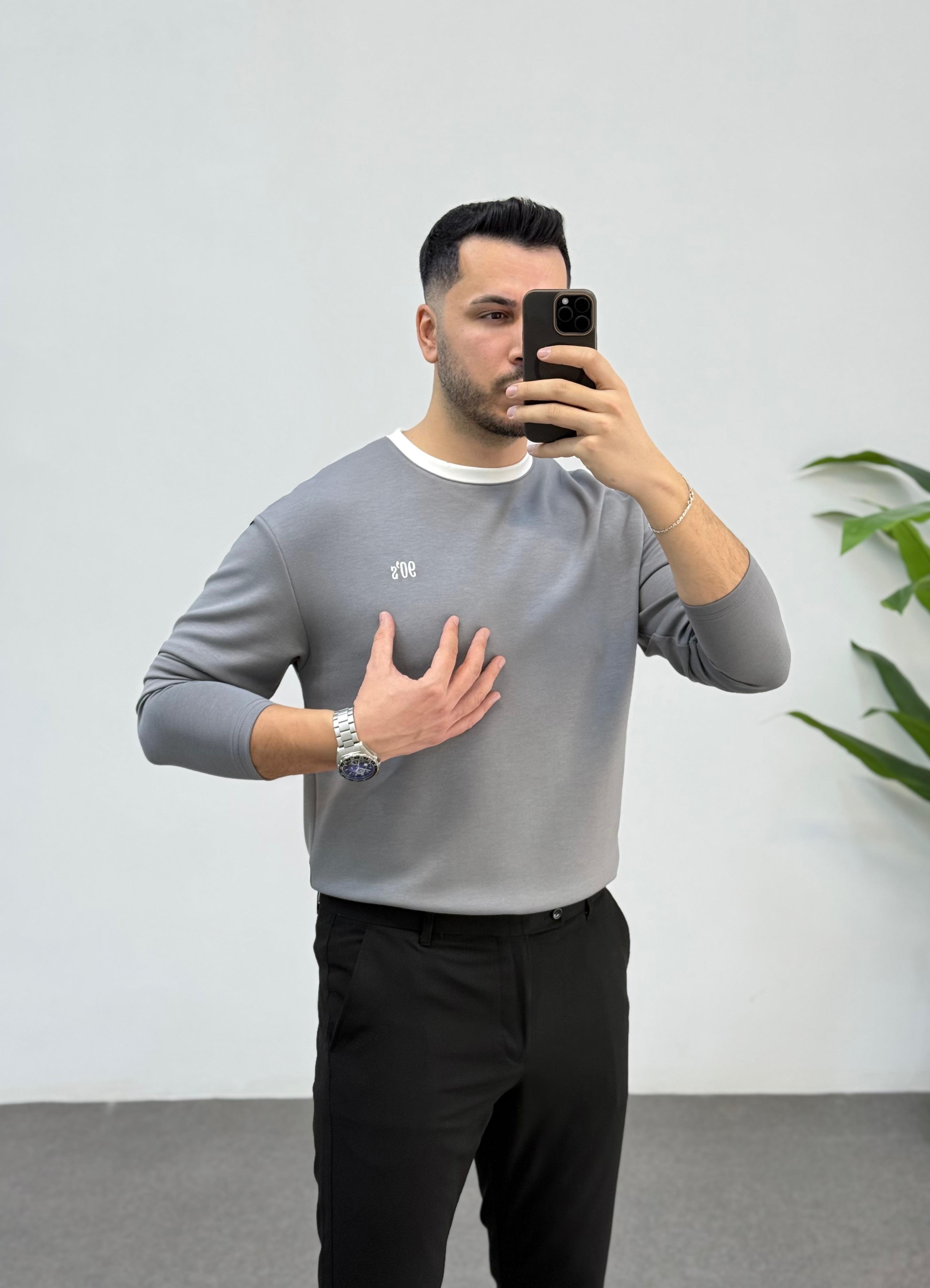 90's Oysho Gri Beyaz Yaka Sweat