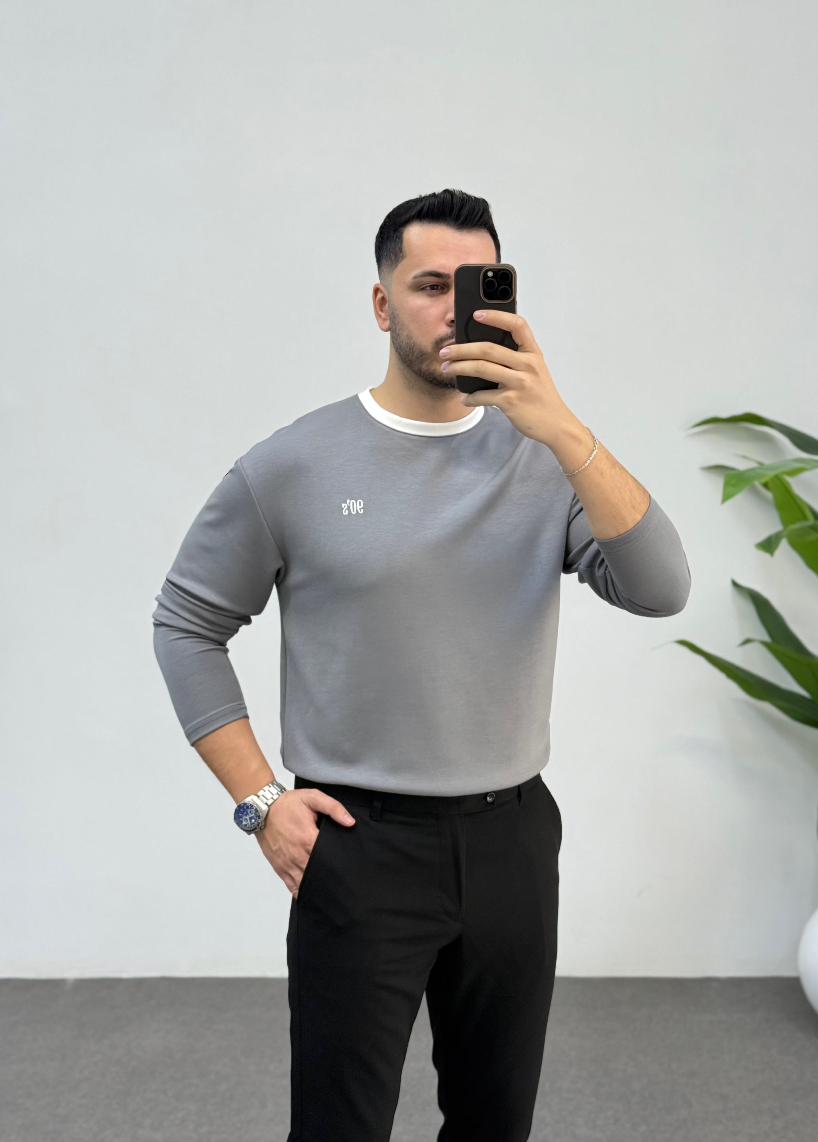 90's Oysho Gri Beyaz Yaka Sweat
