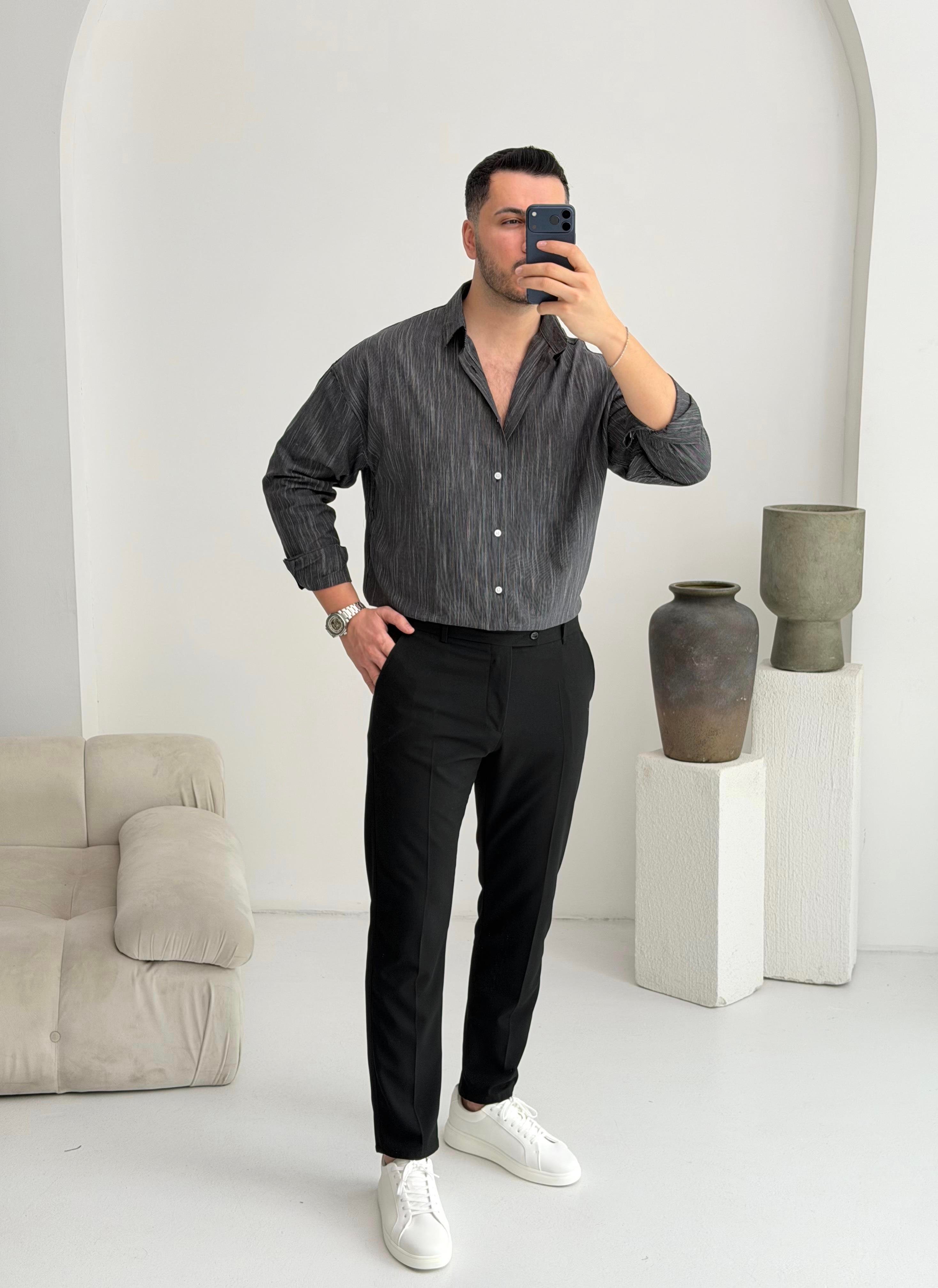 Aura Siyah Oversize Gömlek