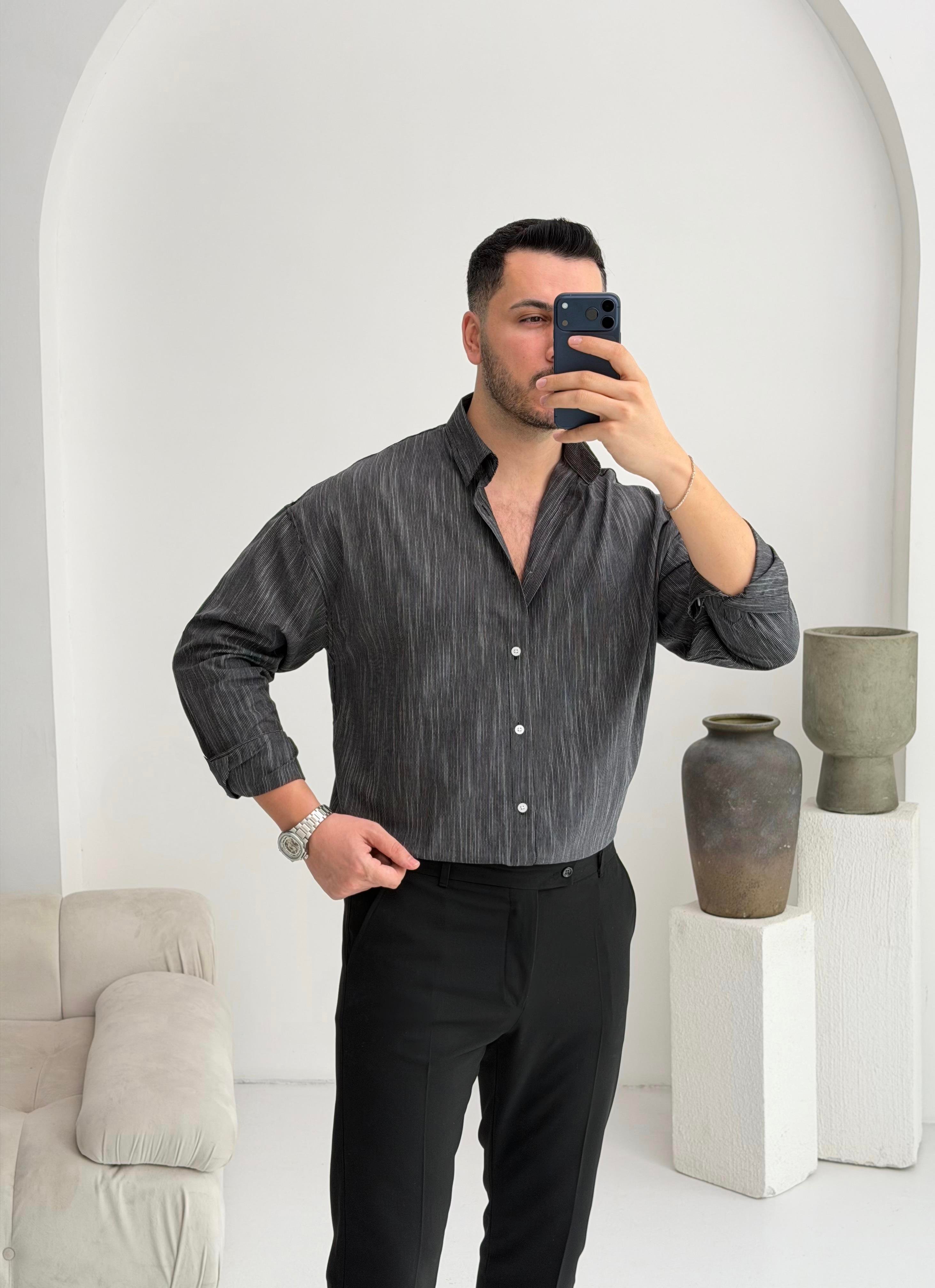 Aura Siyah Oversize Gömlek