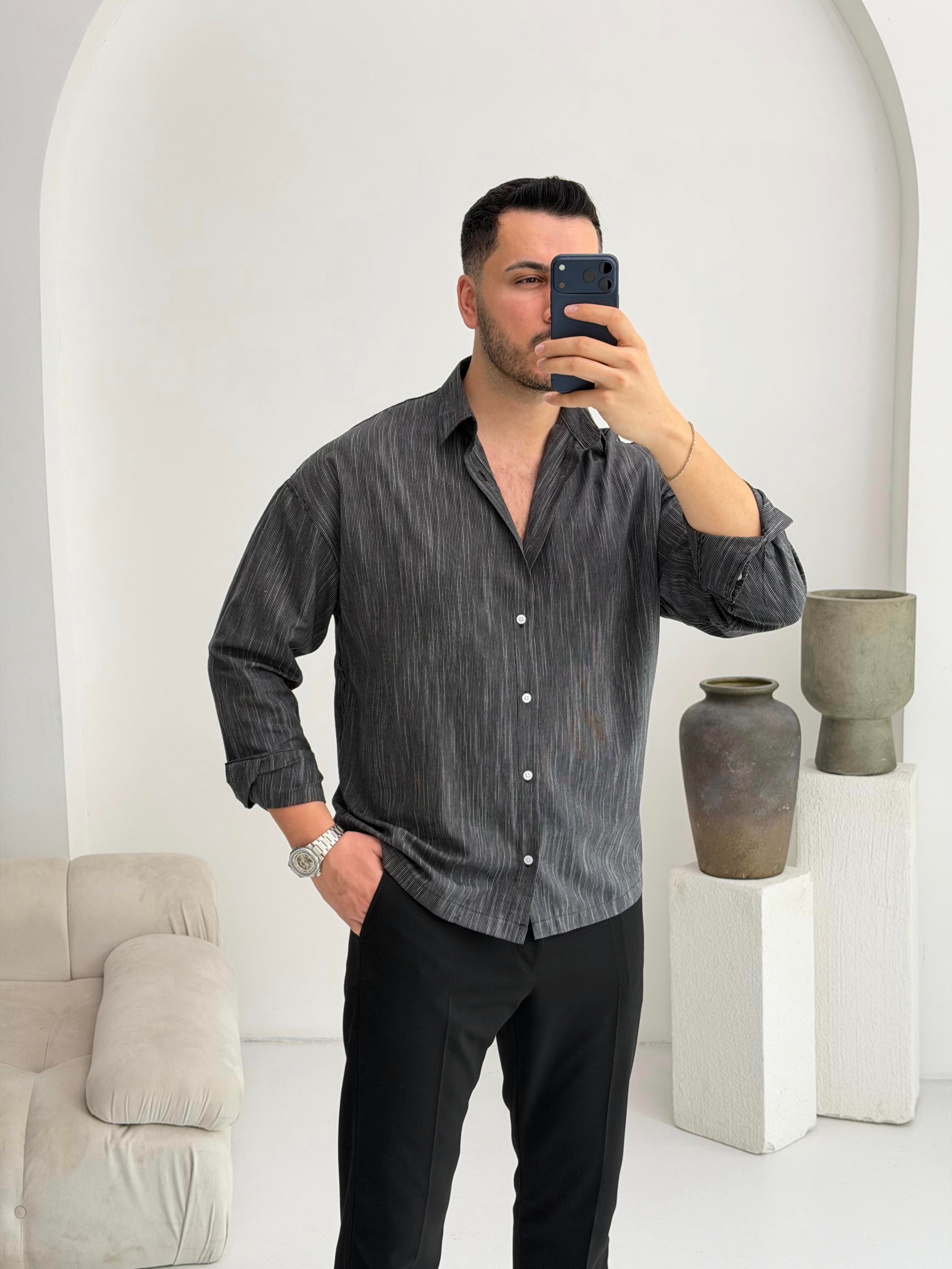 Aura Siyah Oversize Gömlek