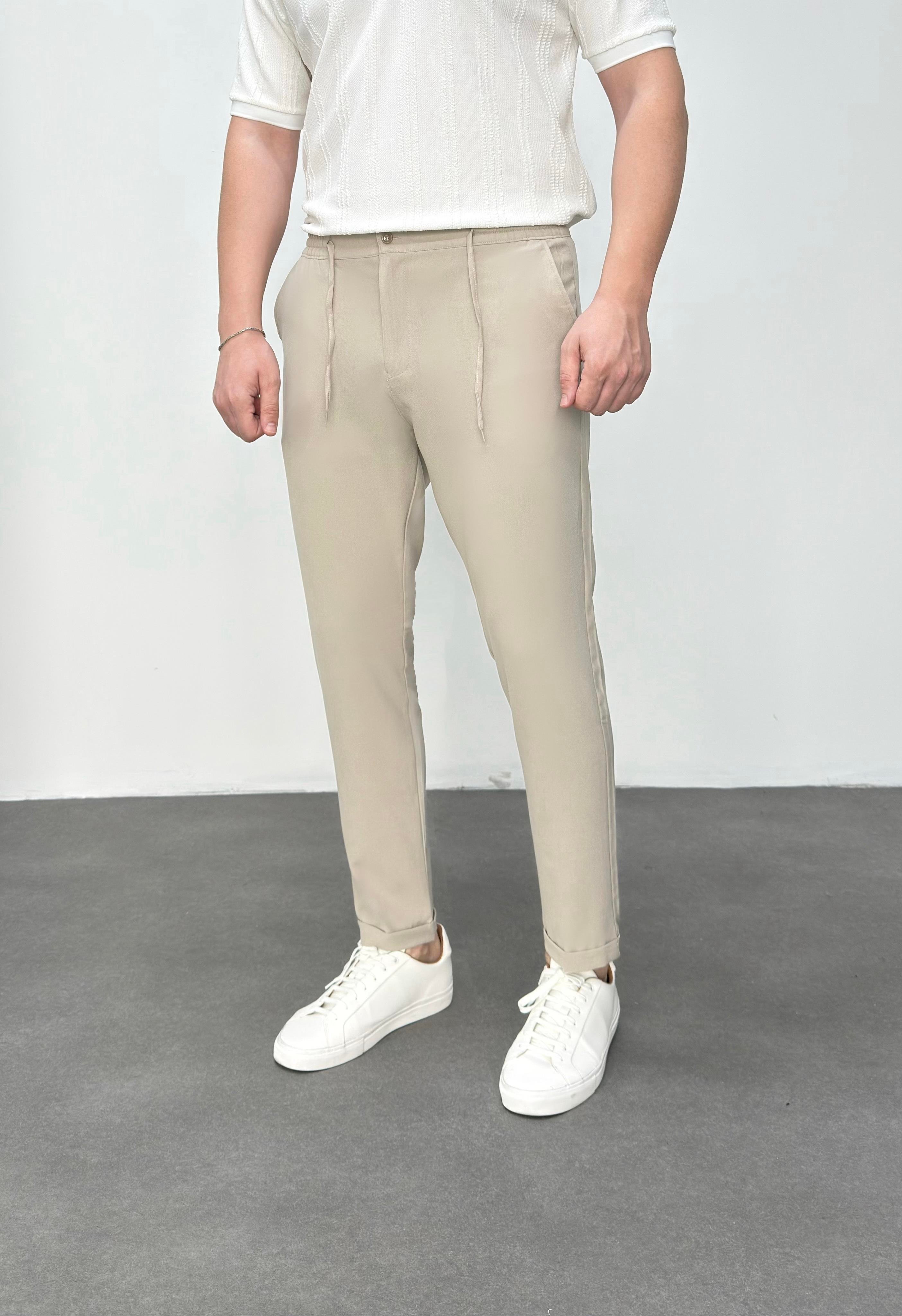 Bej Duble Paça Jogger Pantolon 