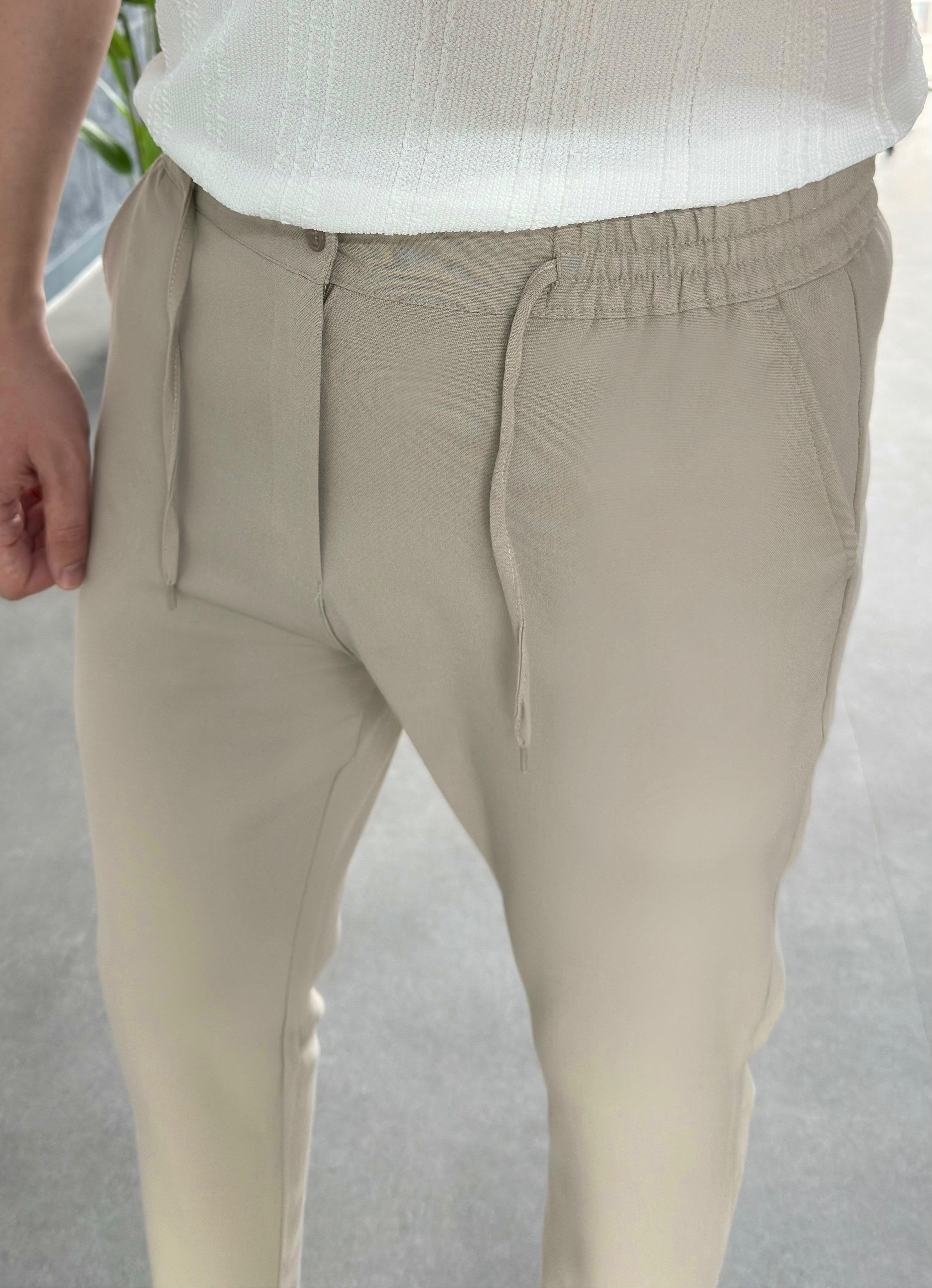 Bej Duble Paça Jogger Pantolon 