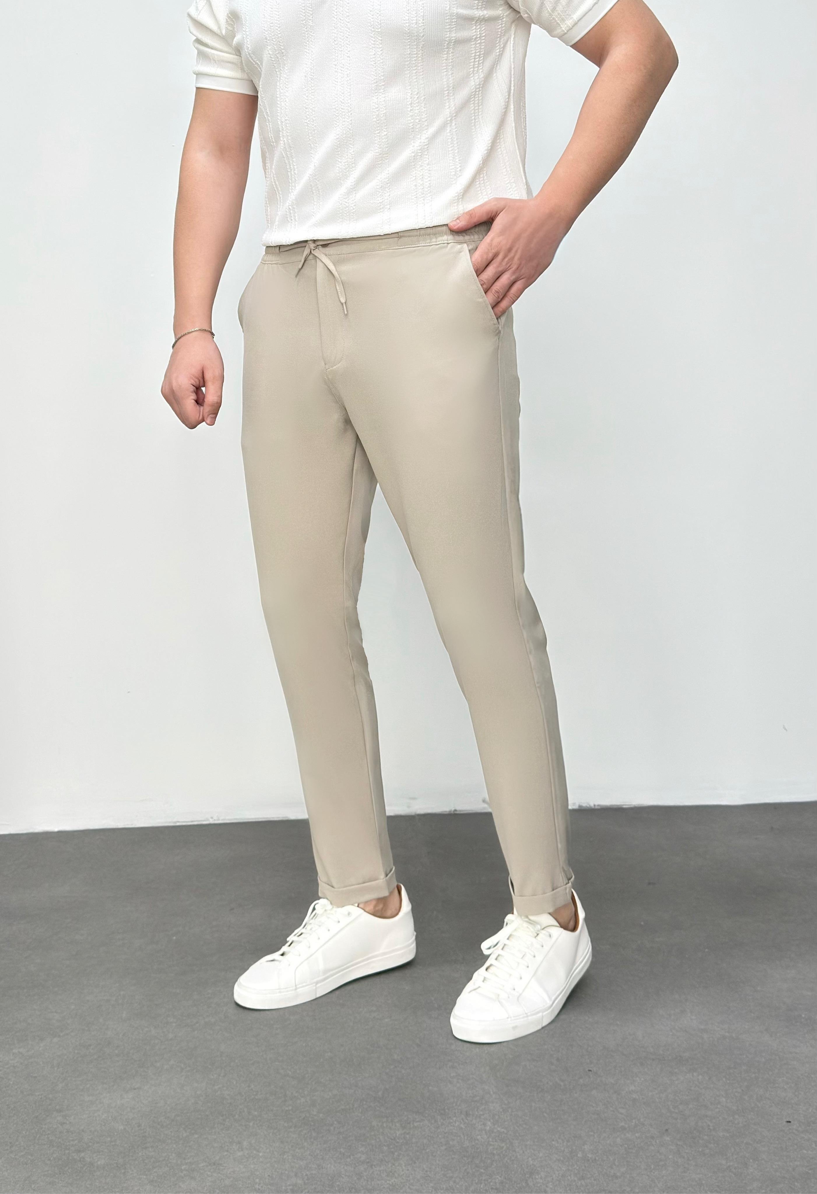 Bej Duble Paça Jogger Pantolon 