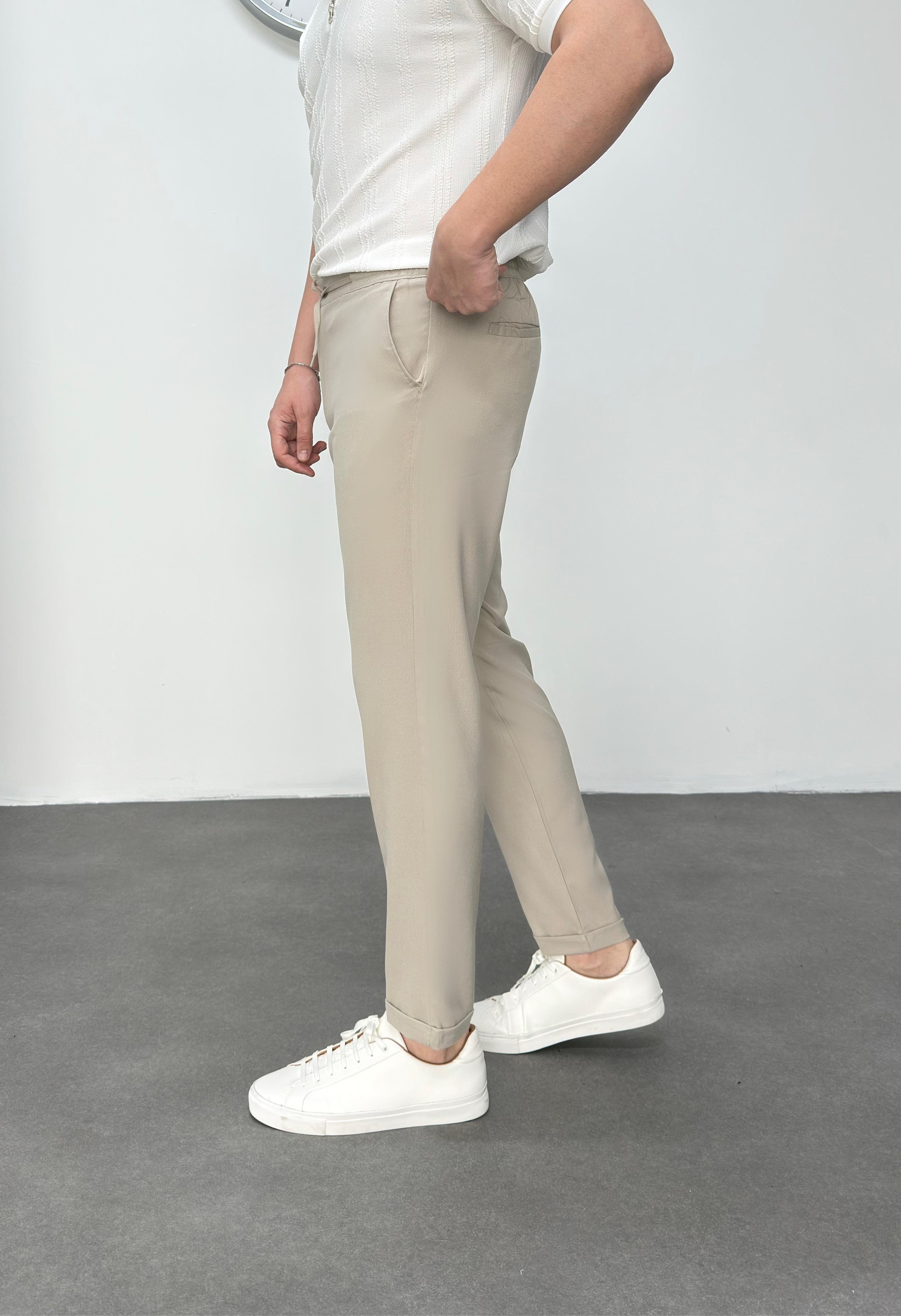 Bej Duble Paça Jogger Pantolon 