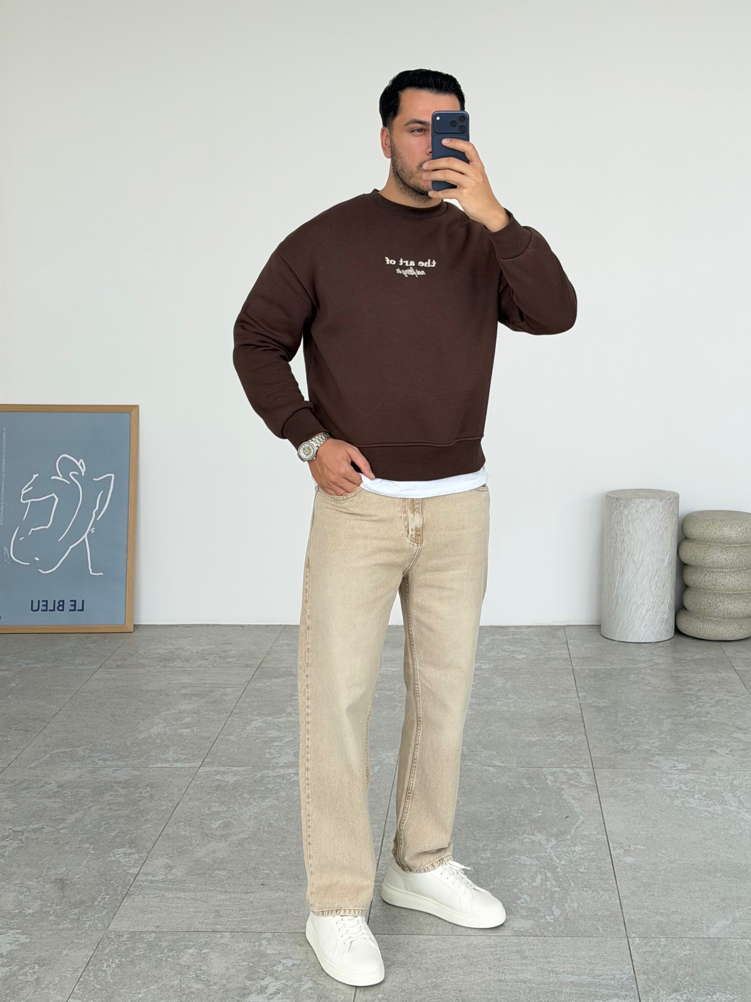 Bej Kot Baggy Pantolon