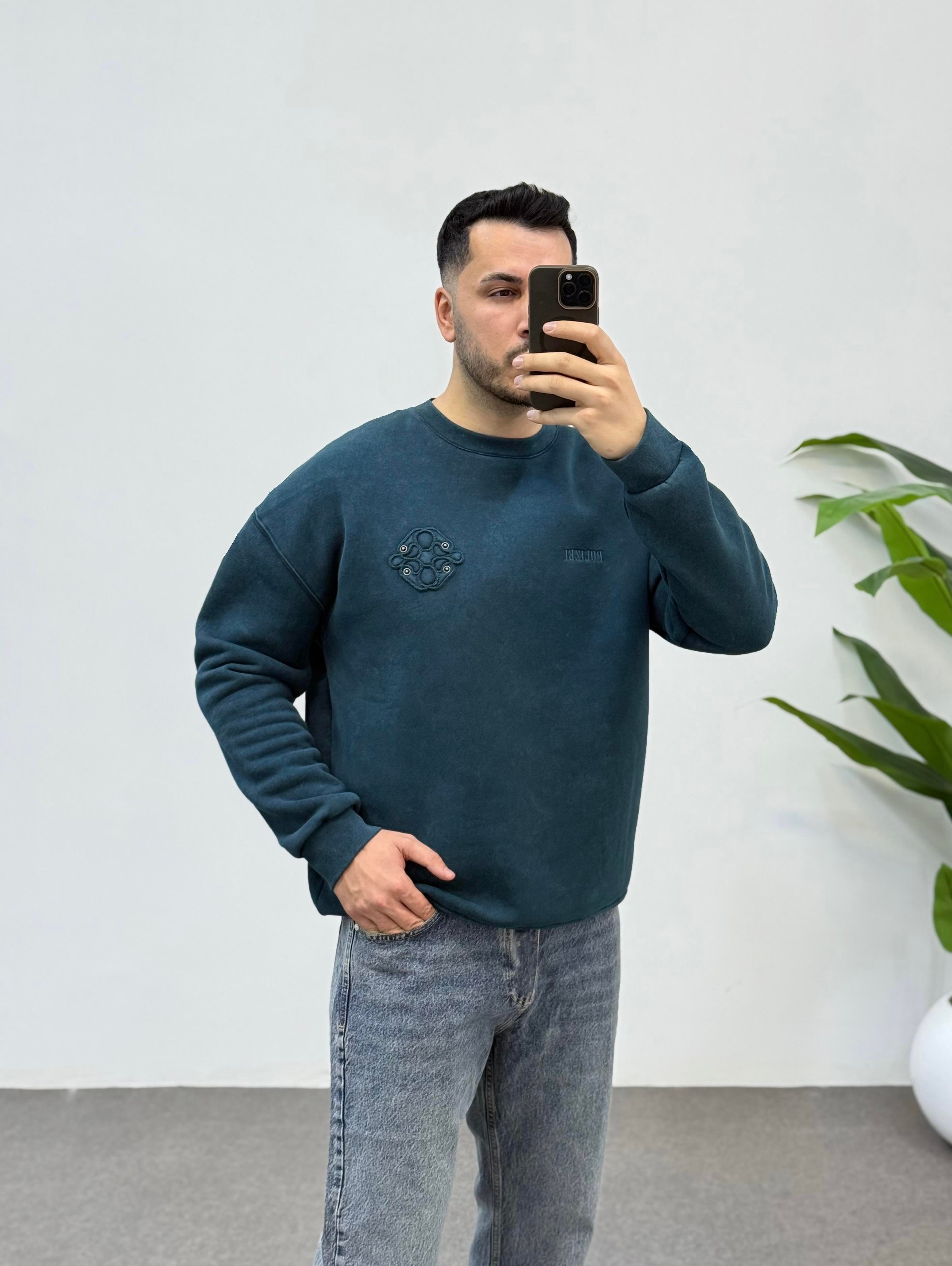 Boe Özel Tasarım Haki Oversize Sweatshirt