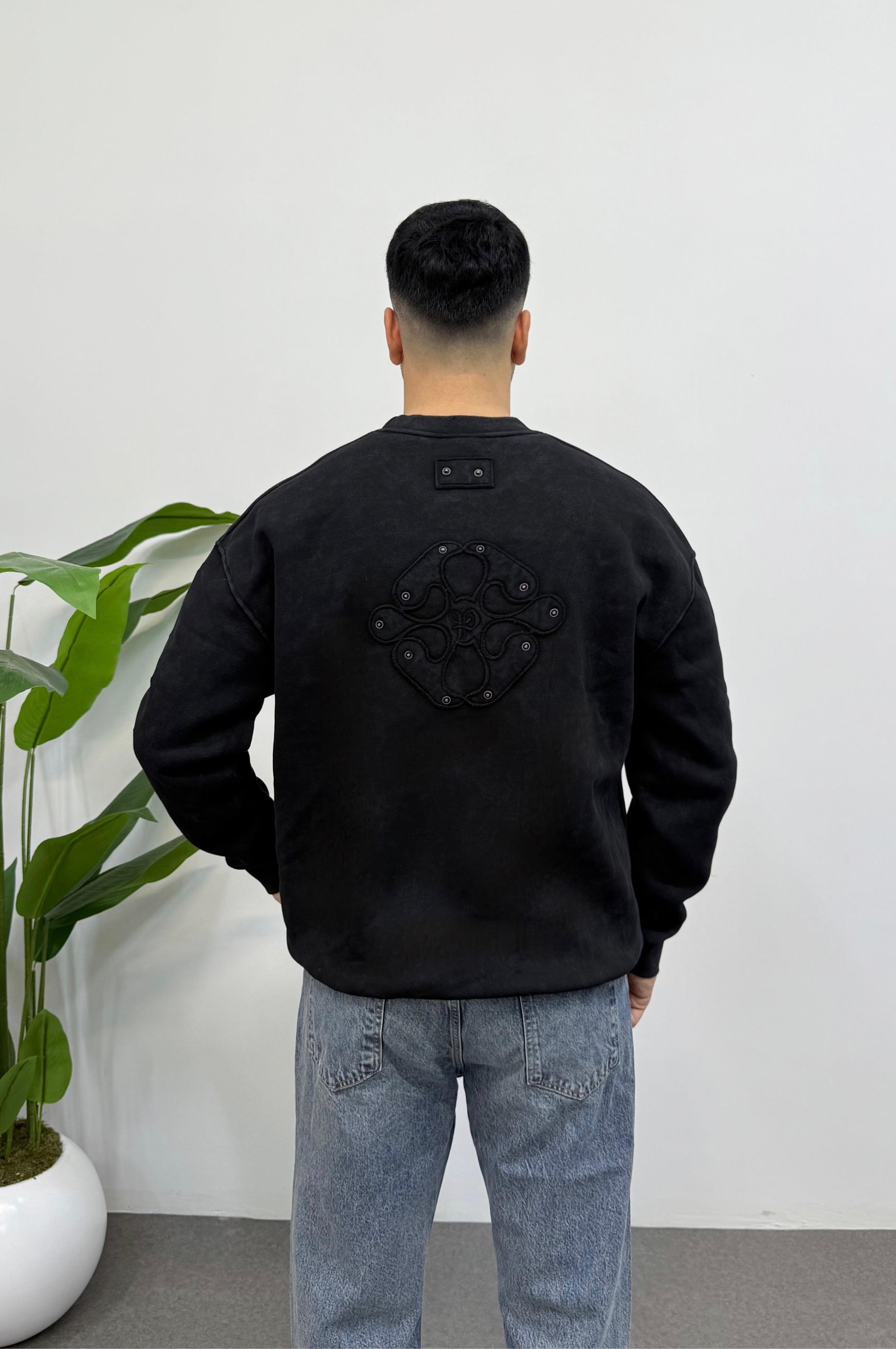 Boe Özel Tasarım Siyah Oversize Sweatshirt