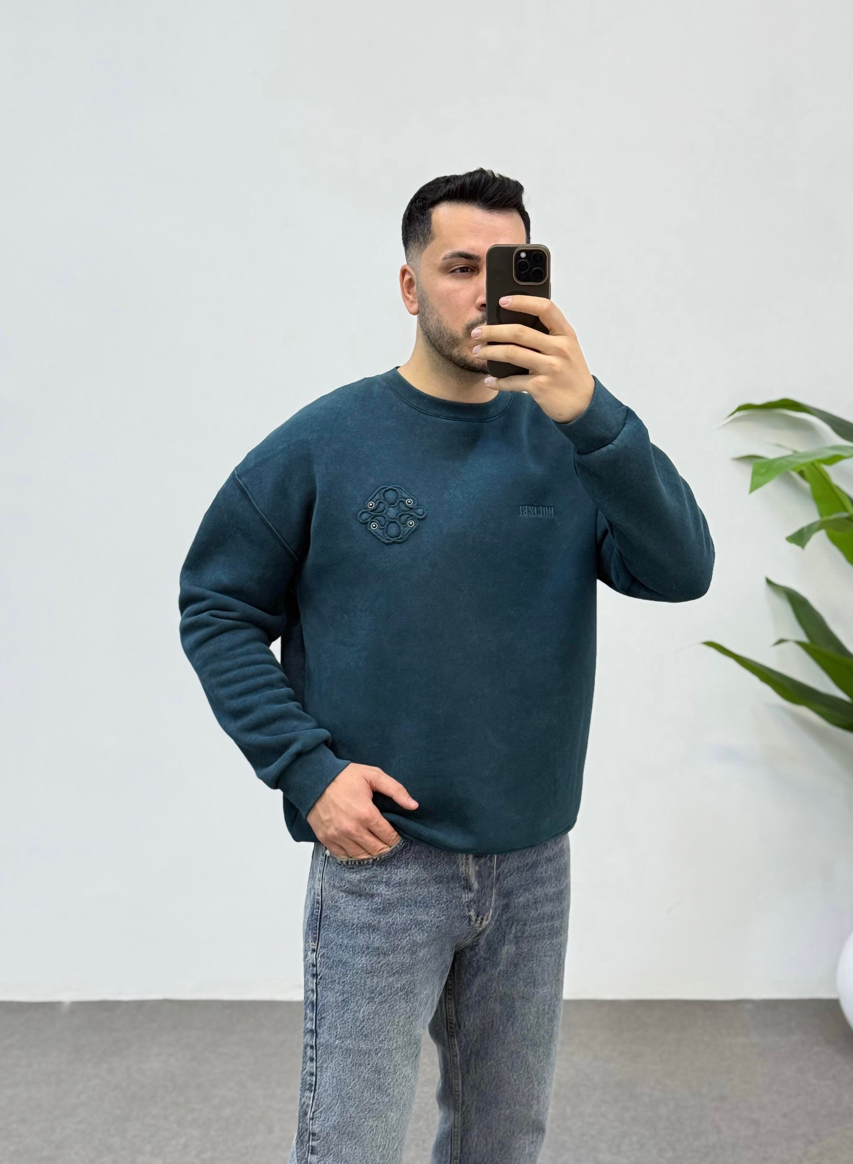 Boe Özel Tasarım Zümrüt Oversize Sweatshirt