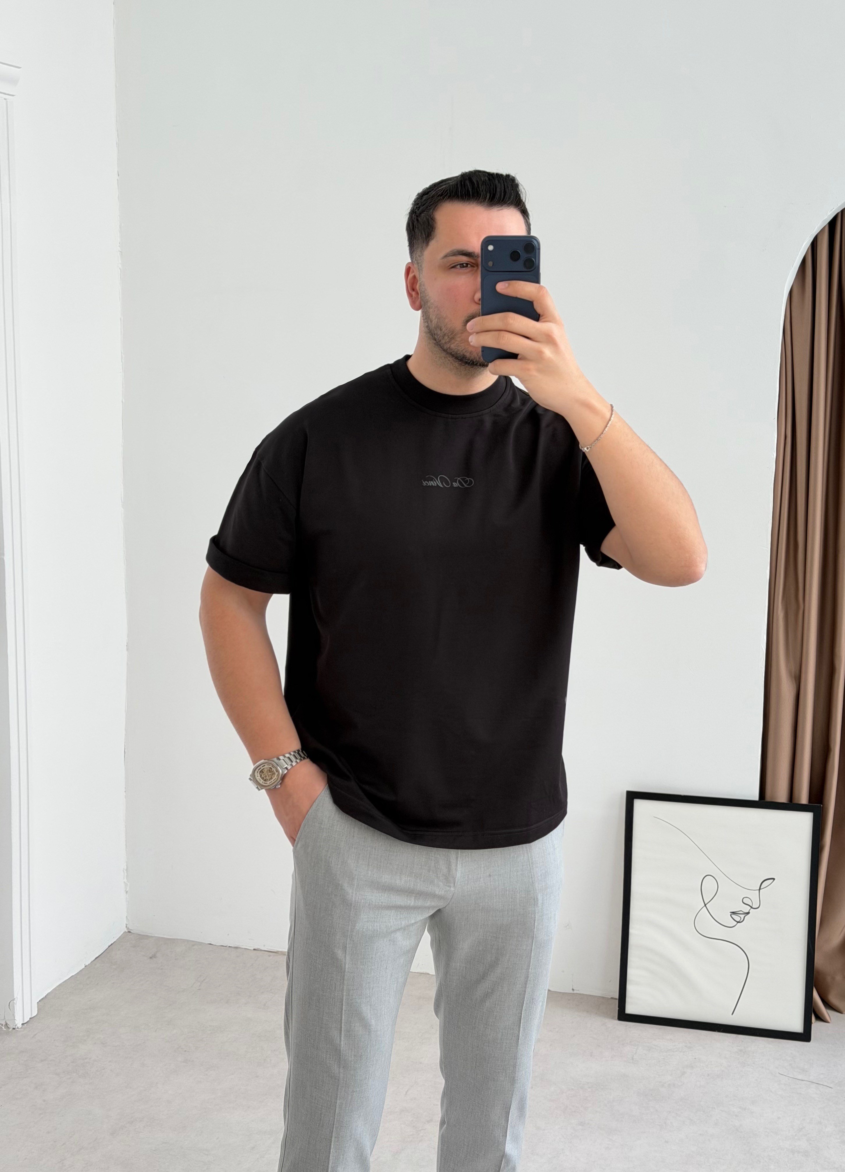 Da Vinci Siyah  Oversize Tişört