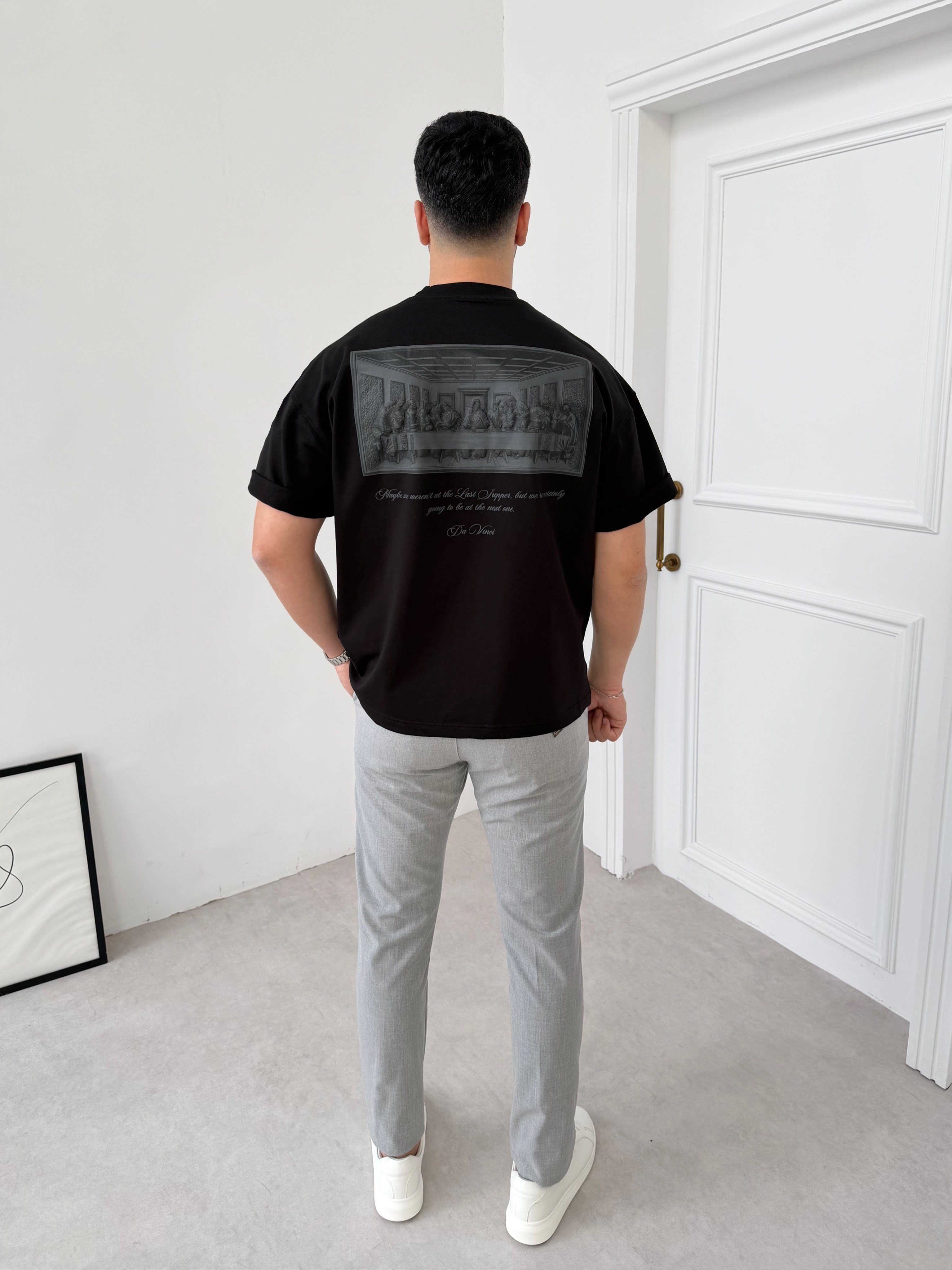 Da Vinci Siyah  Oversize Tişört