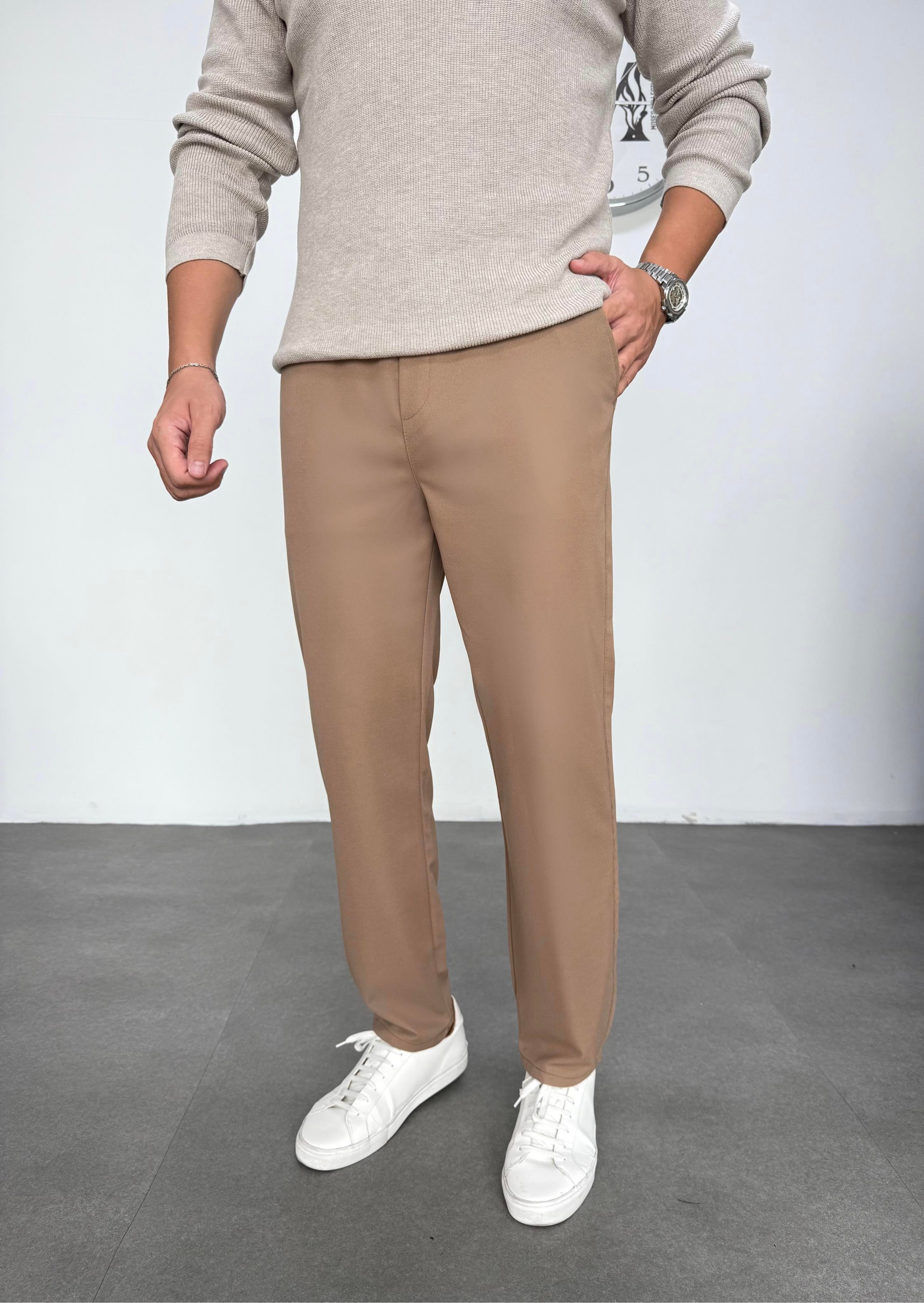 Dasel Beli Lastikli Bej Jogger Pantolon 