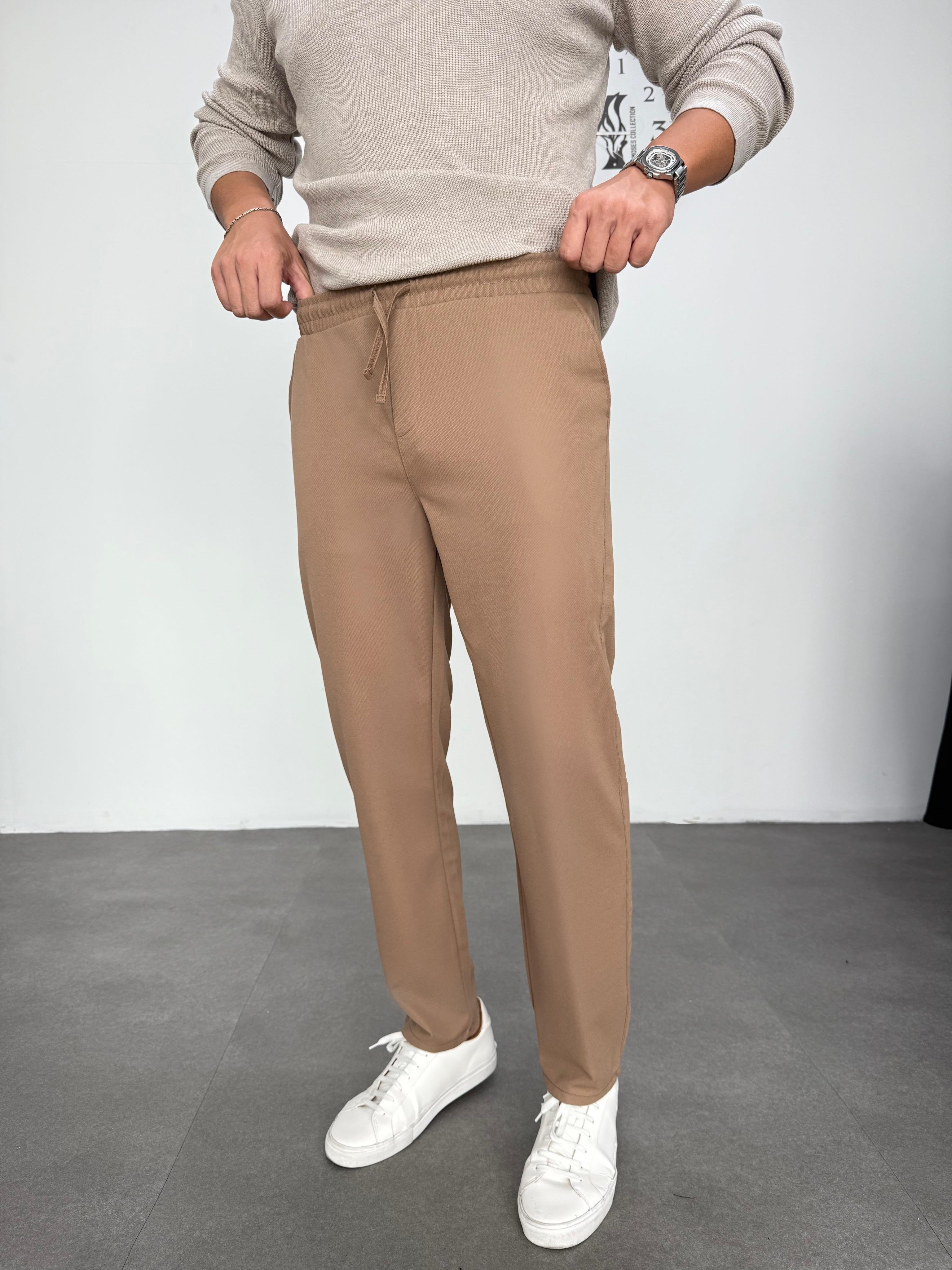 Dasel Beli Lastikli Bej Jogger Pantolon 