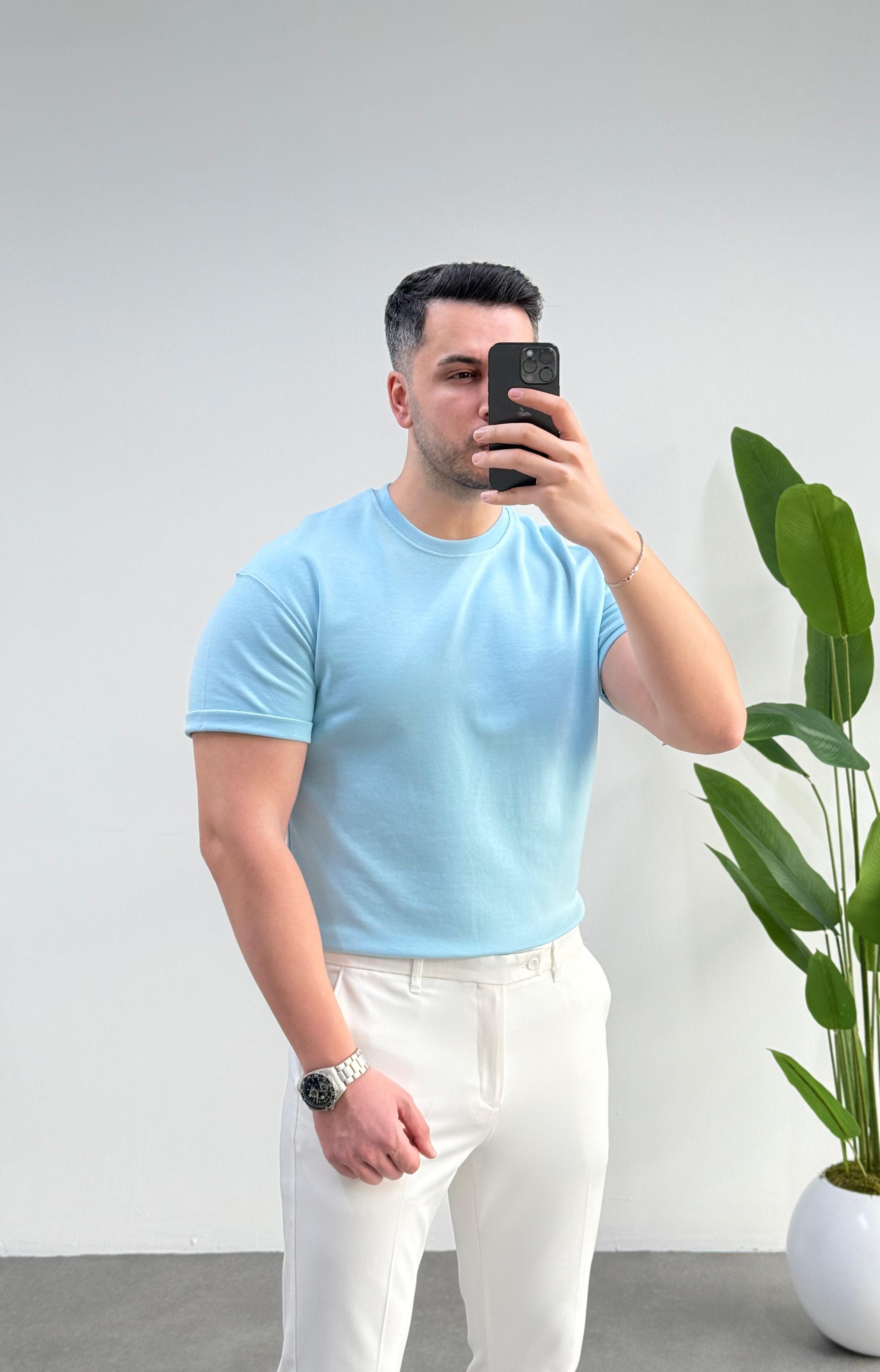 Double Face Premium Mavi Tişört 