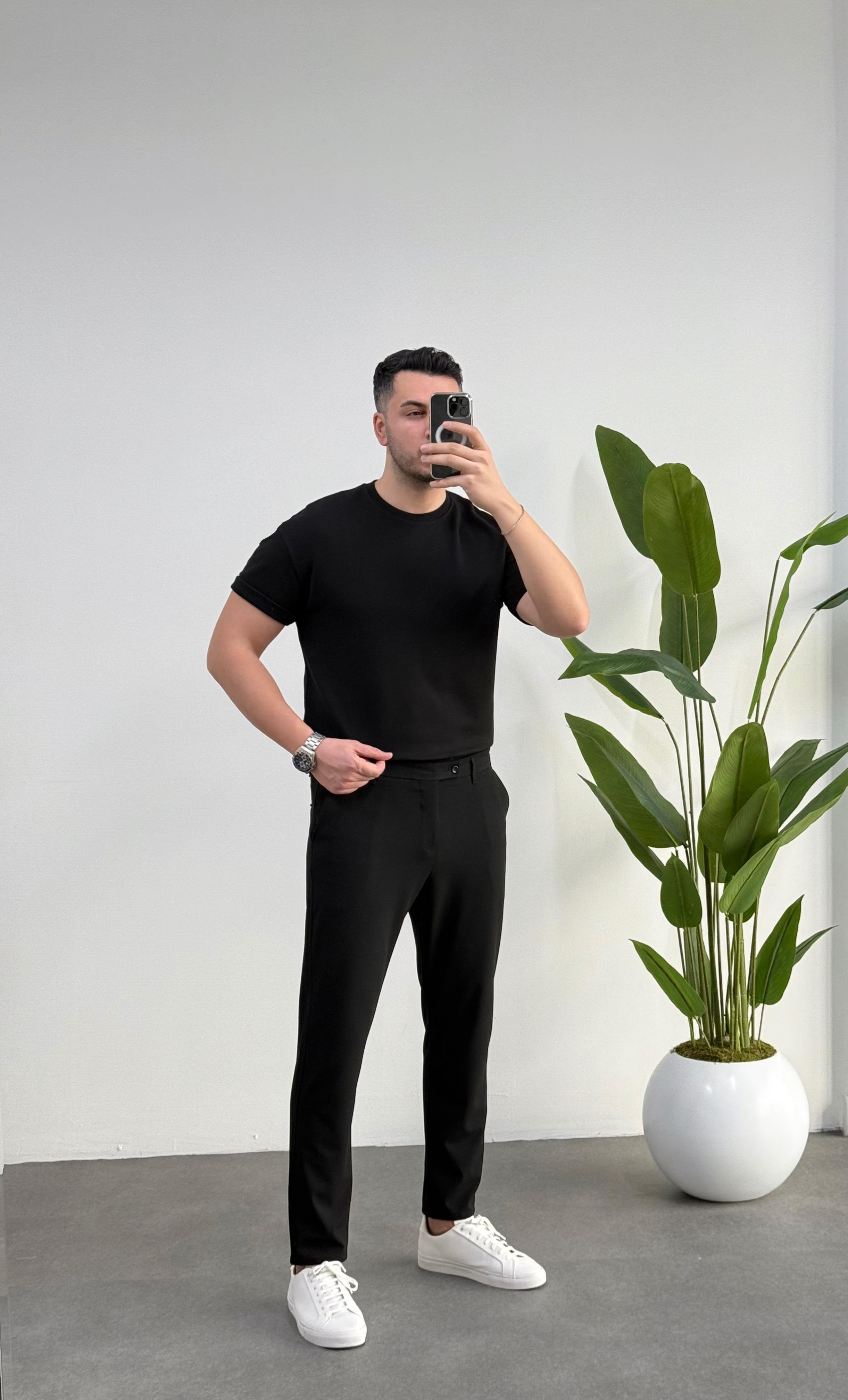 Double Face Premium Siyah Tişört 