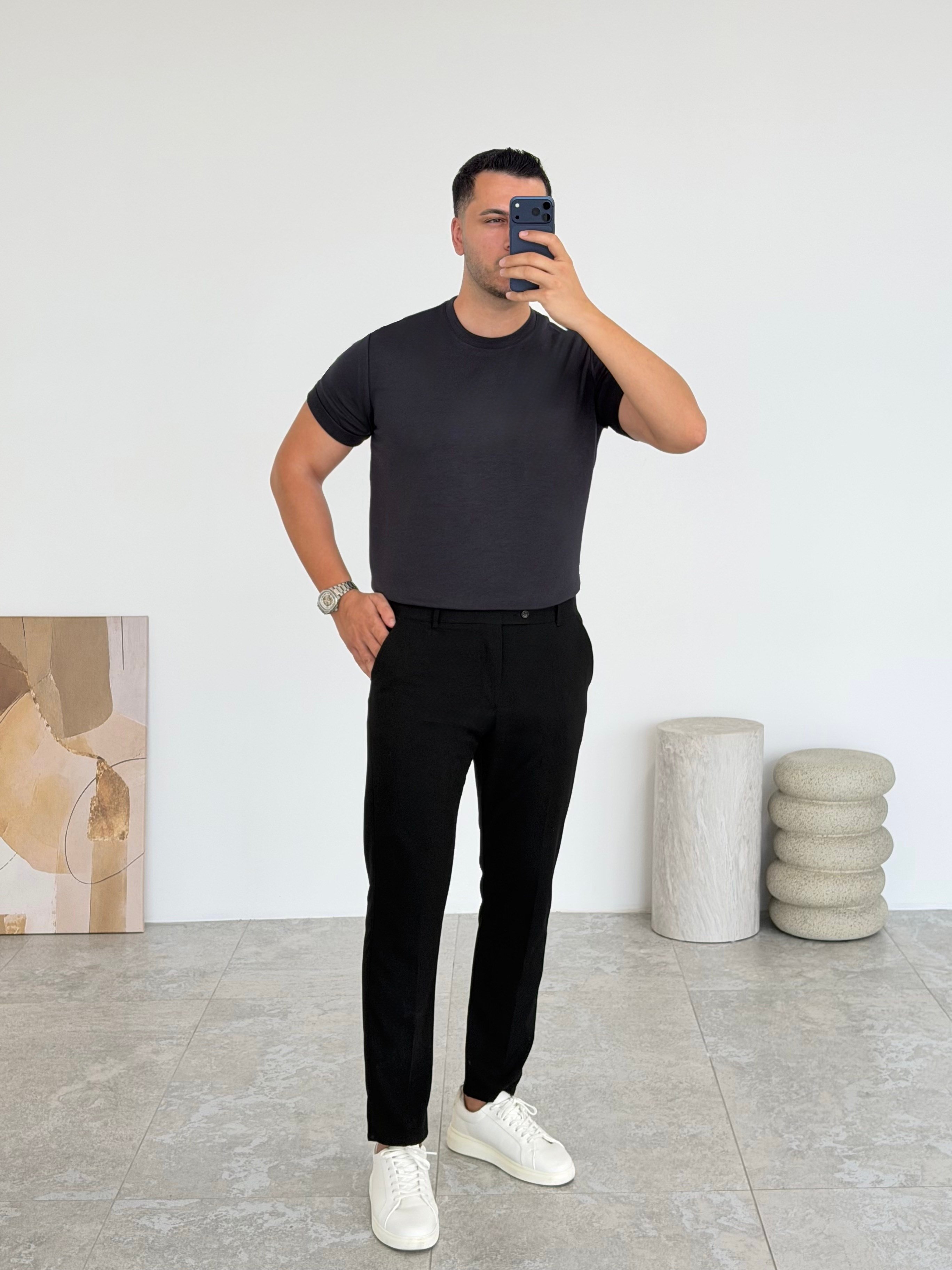 Double Face Yarım Oversize Antrasit Tişört
