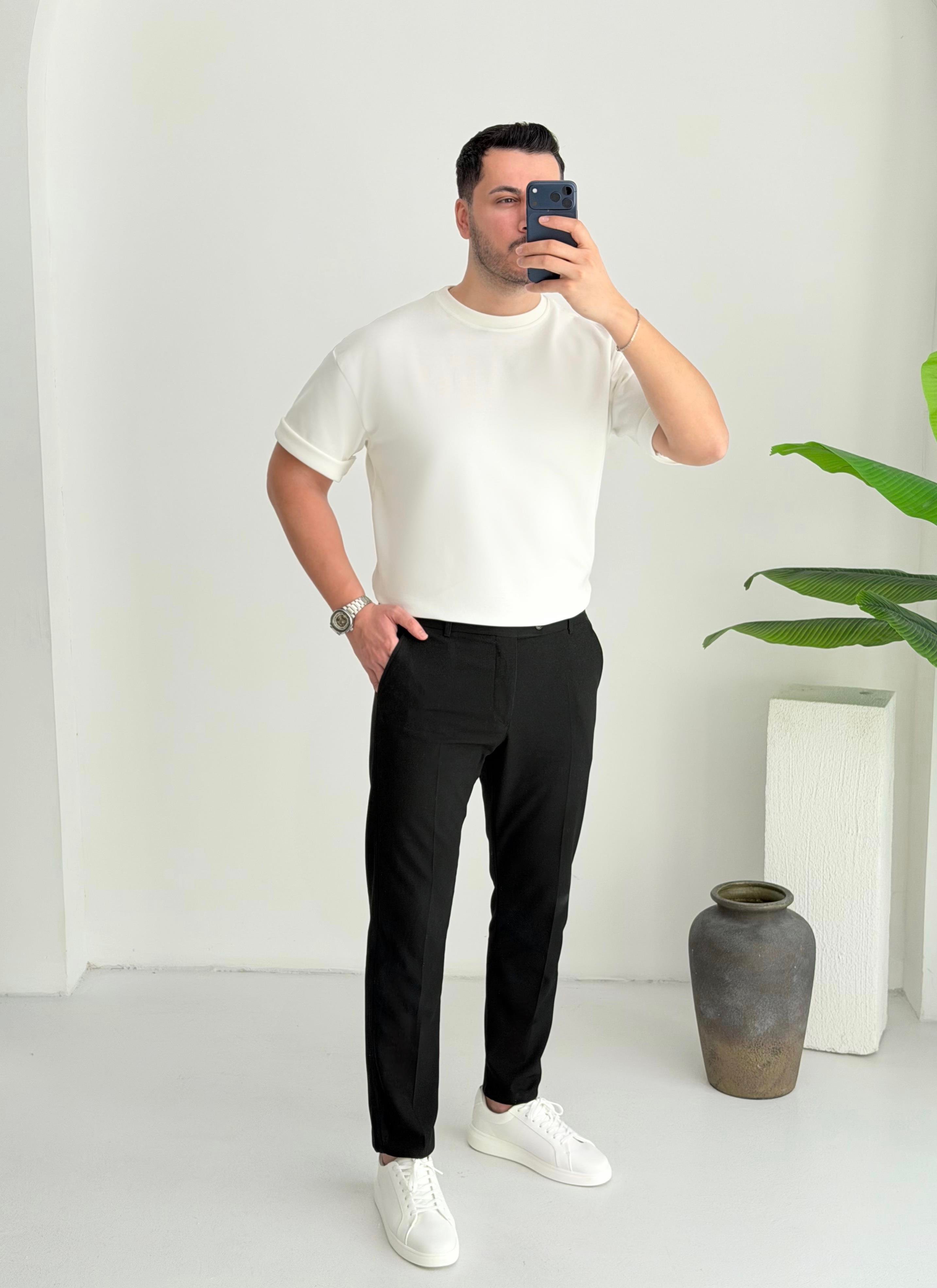 Double Face Yarım Oversize Beyaz Tişört