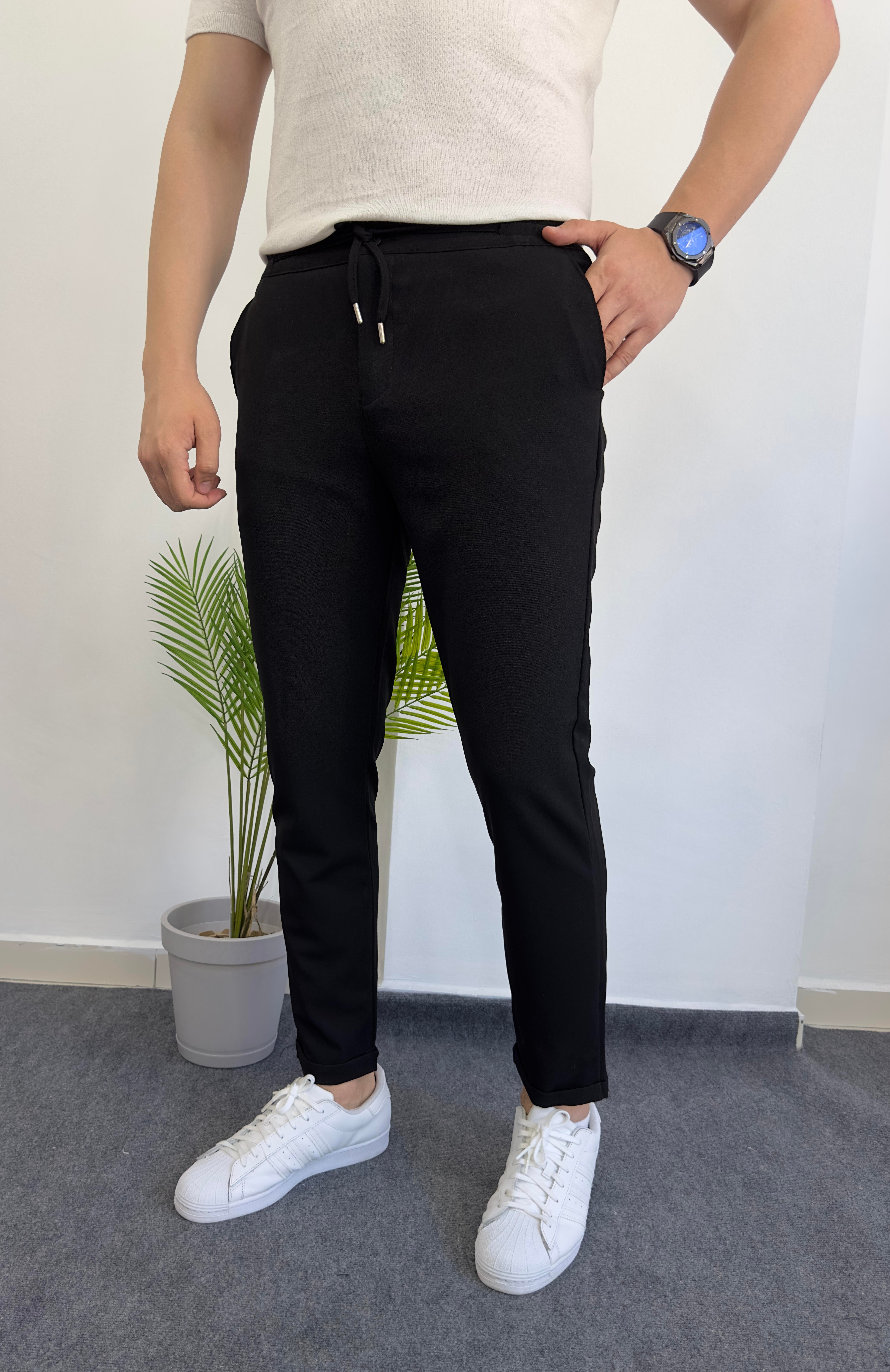 Duble Paça Siyah Jogger Pantolon