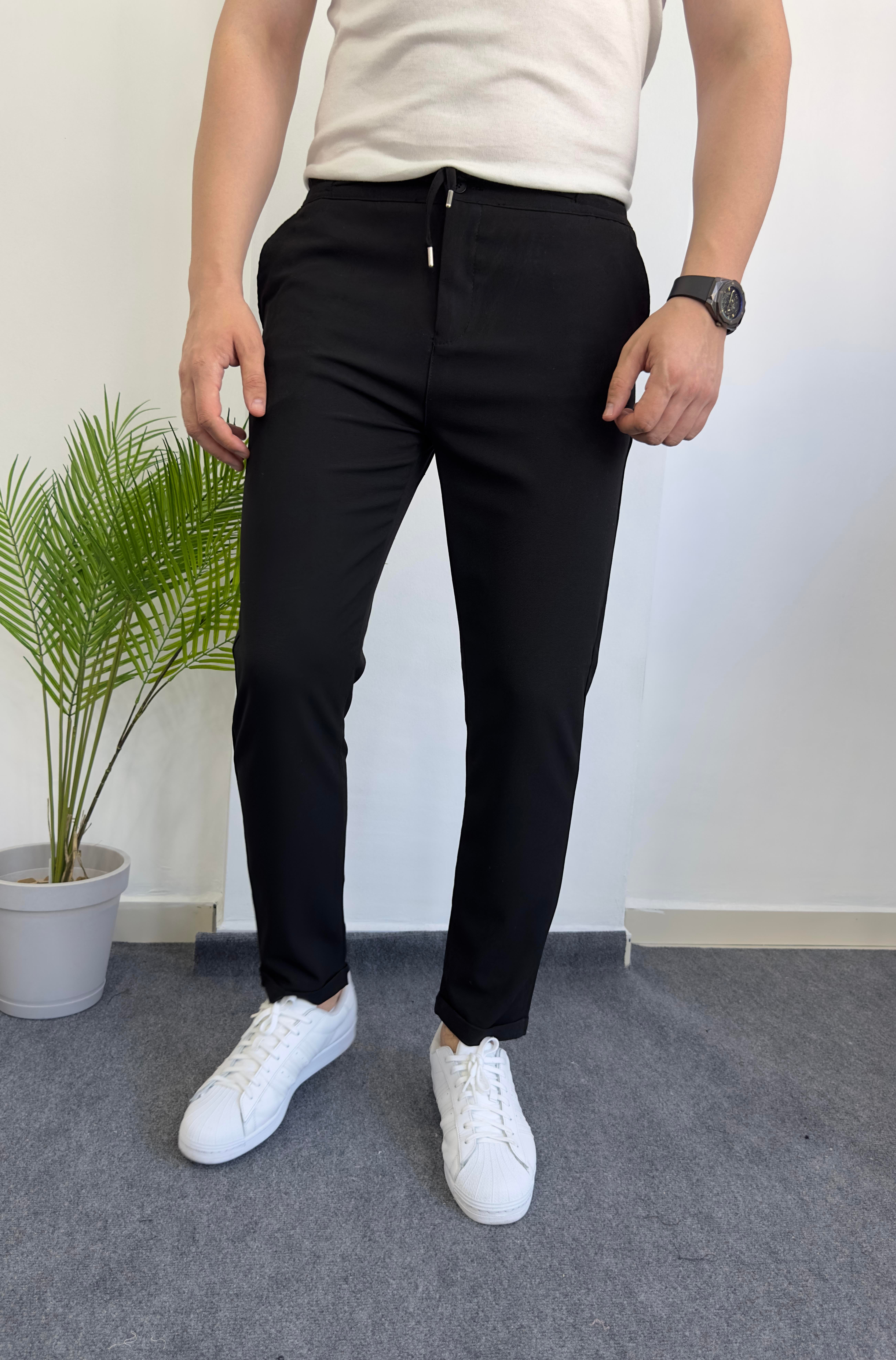 Duble Paça Siyah Jogger Pantolon