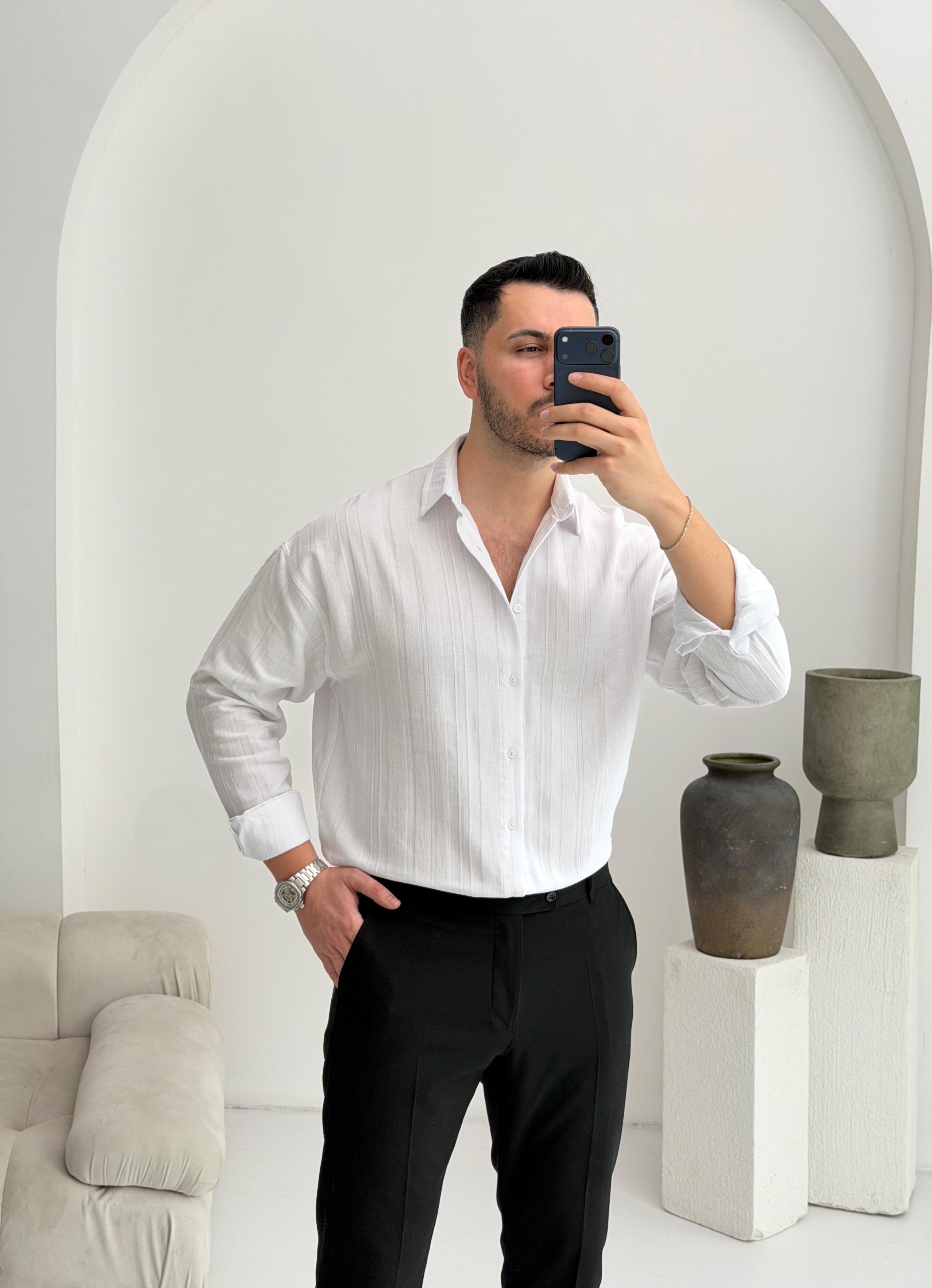 Elite Beyaz Oversize Müslin Gömlek