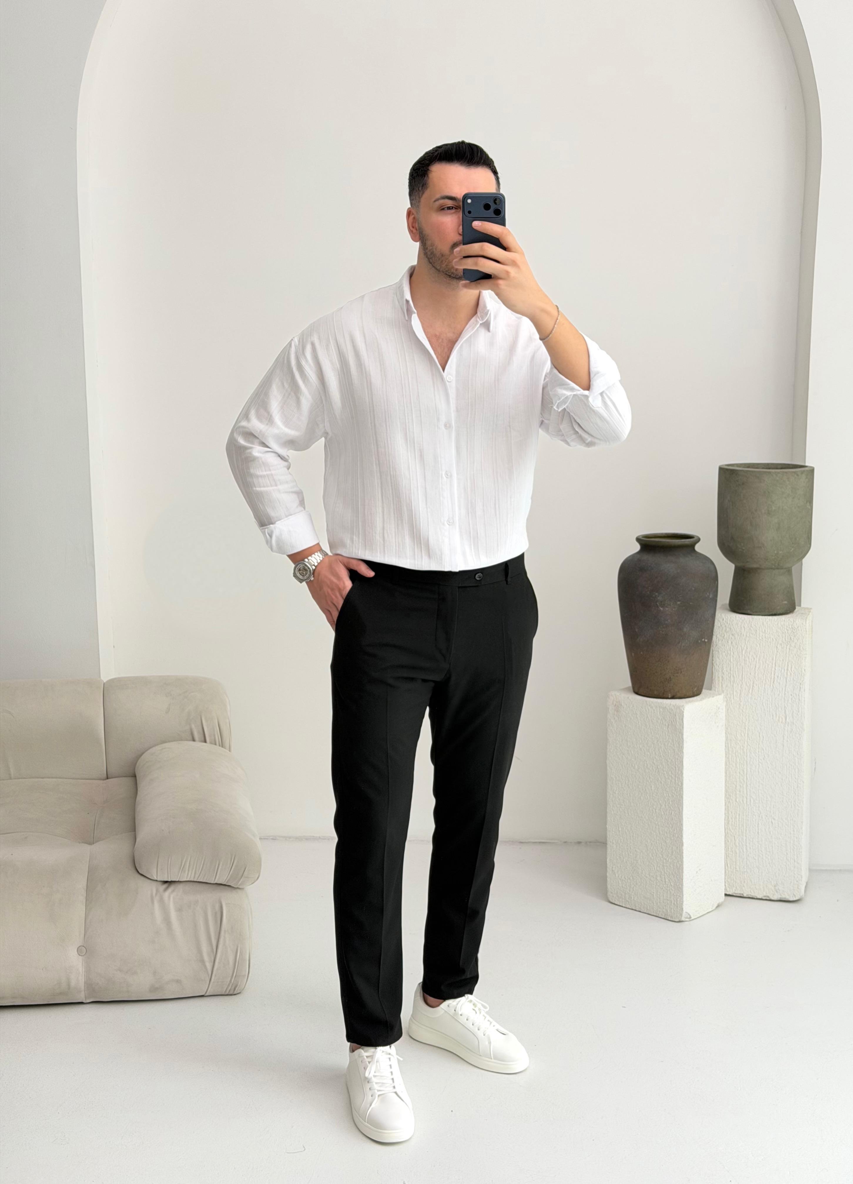 Elite Beyaz Oversize Müslin Gömlek