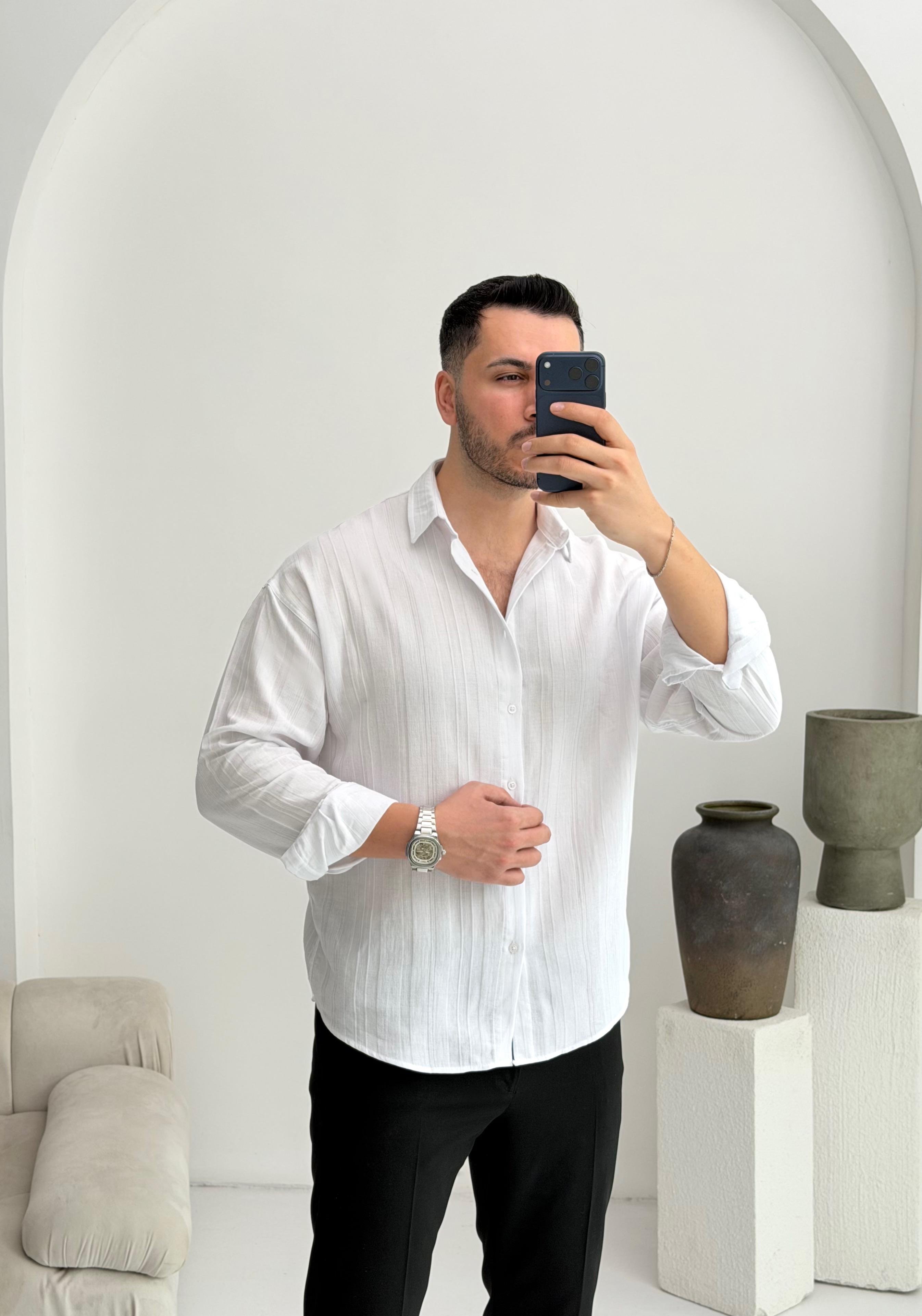 Elite Beyaz Oversize Müslin Gömlek