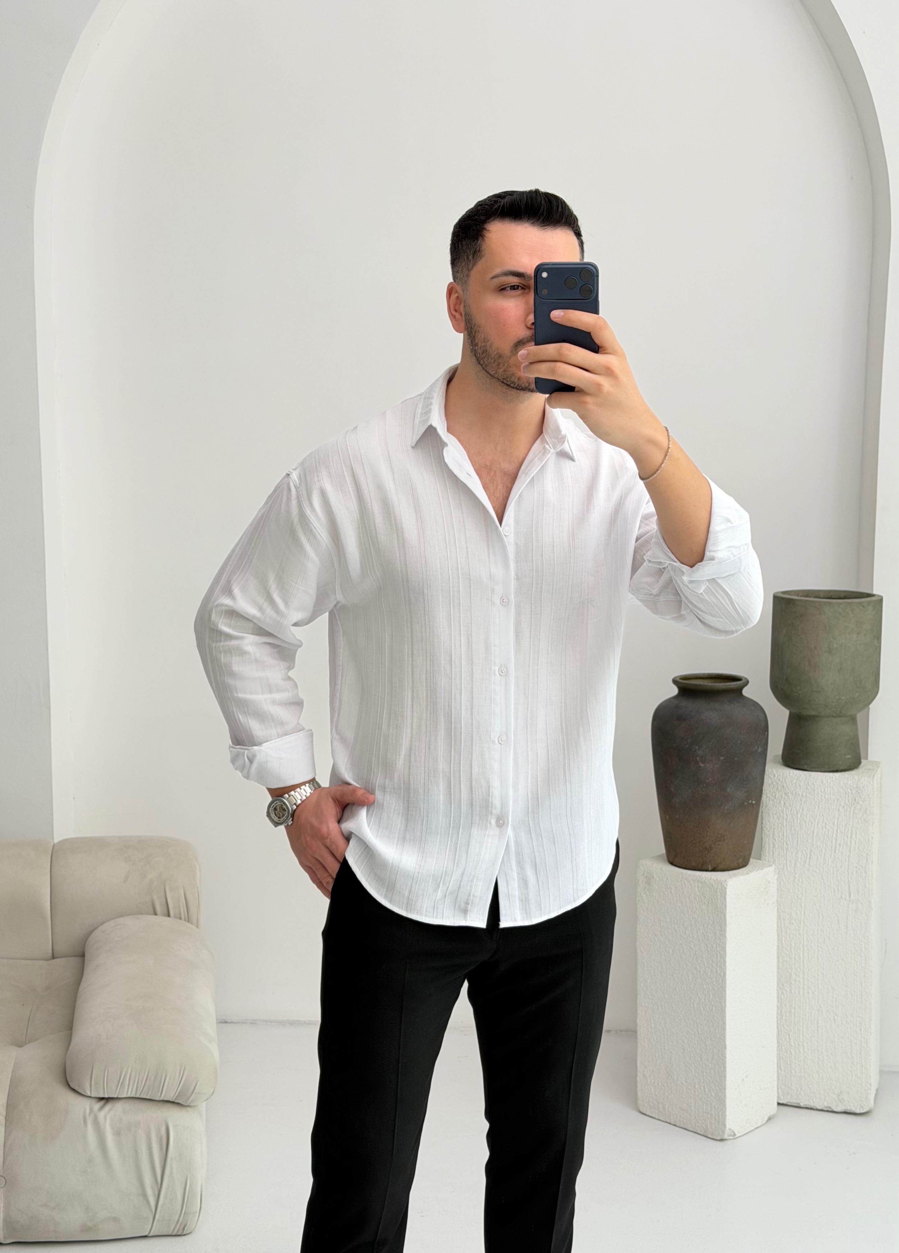 Elite Beyaz Oversize Müslin Gömlek