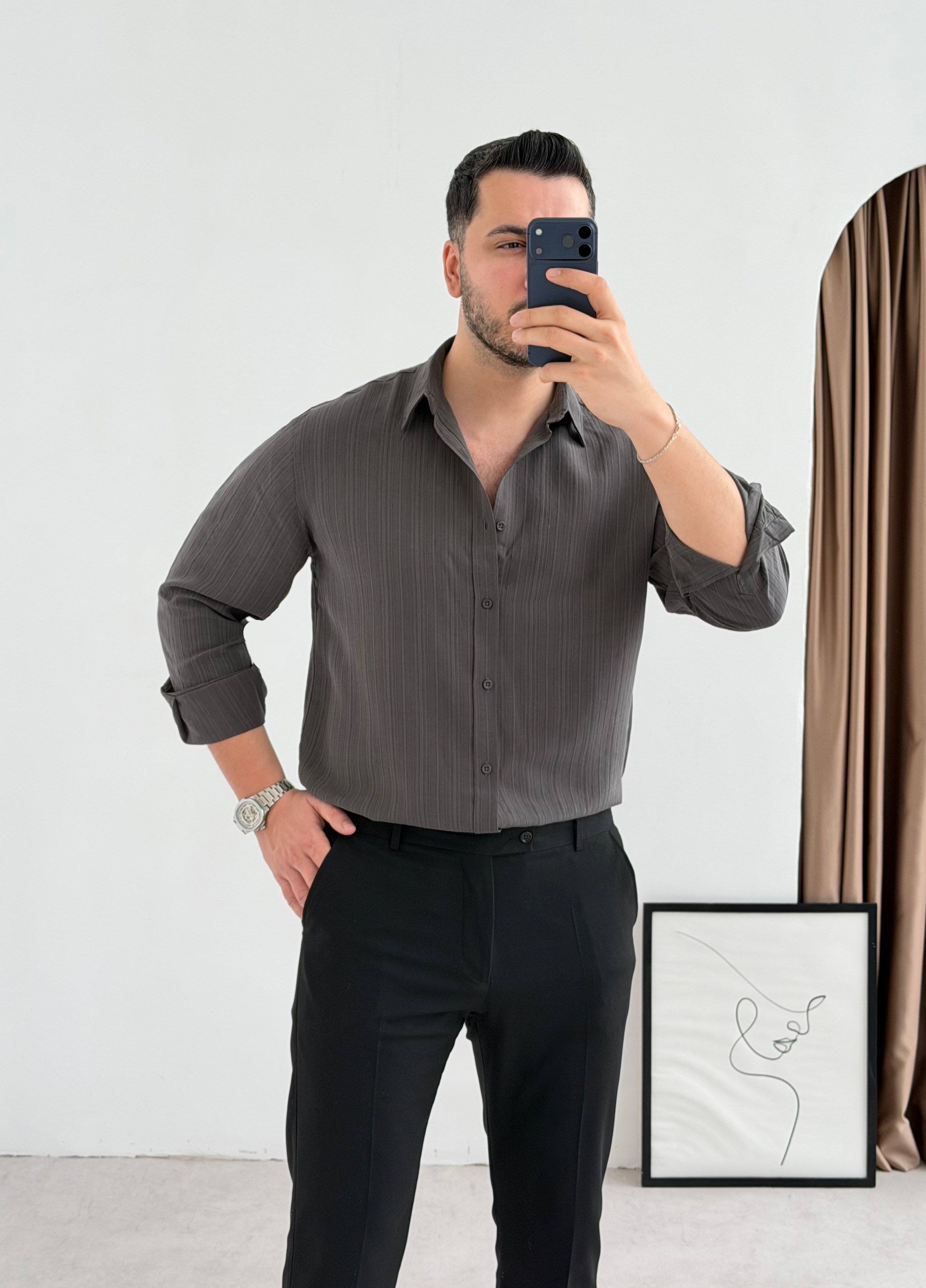 Eros Antrasit Oversize Gömlek
