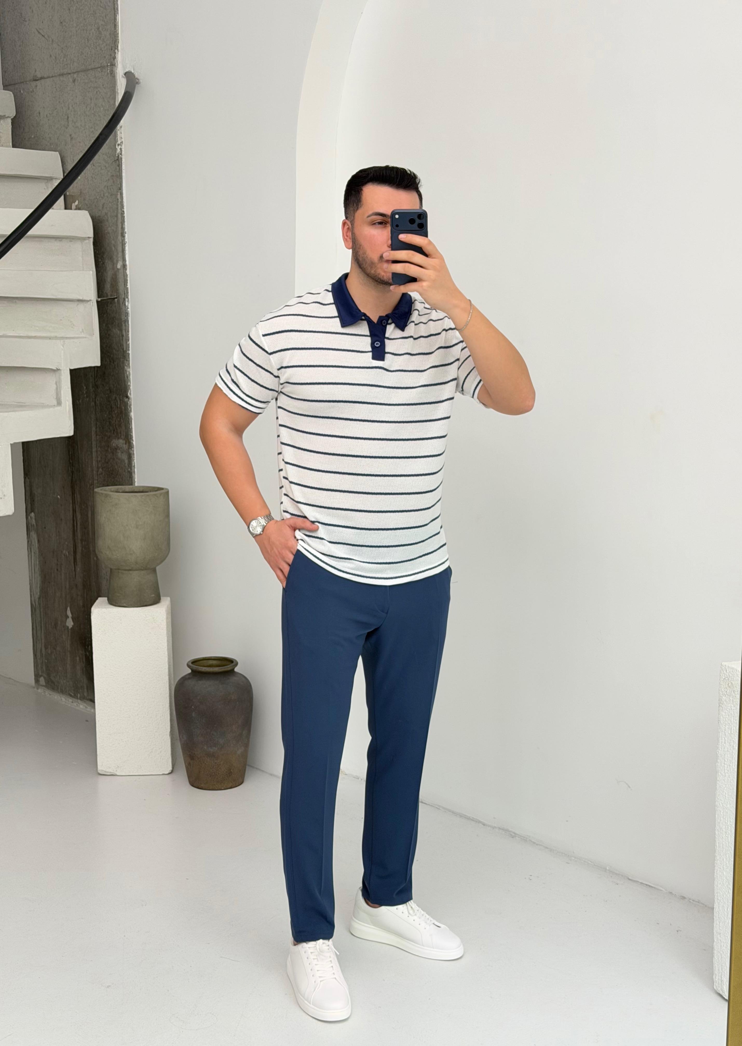 Esnek Kumaş İndigo Pantolon