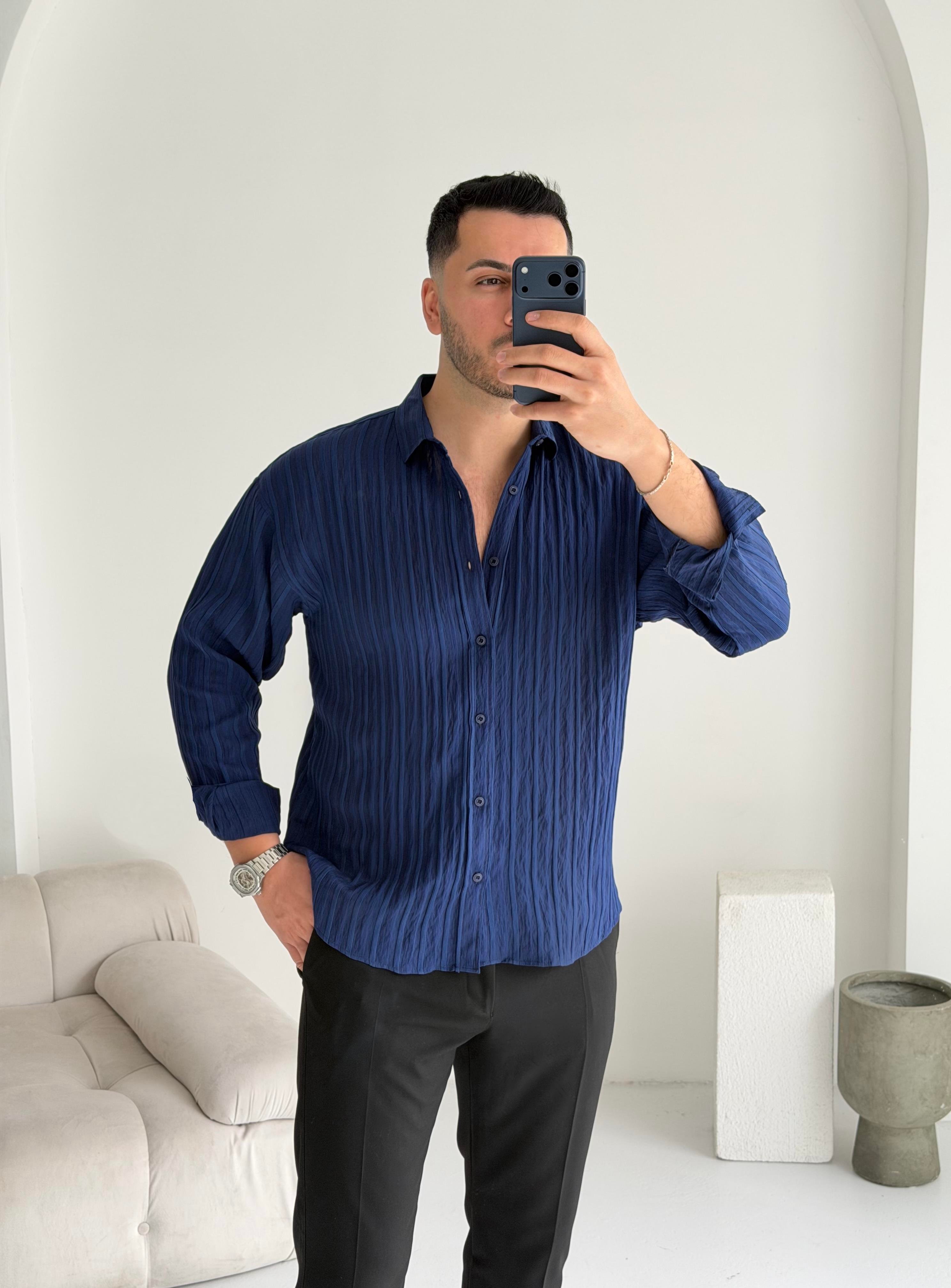 Fawer Lacivert Tensel Gömlek 