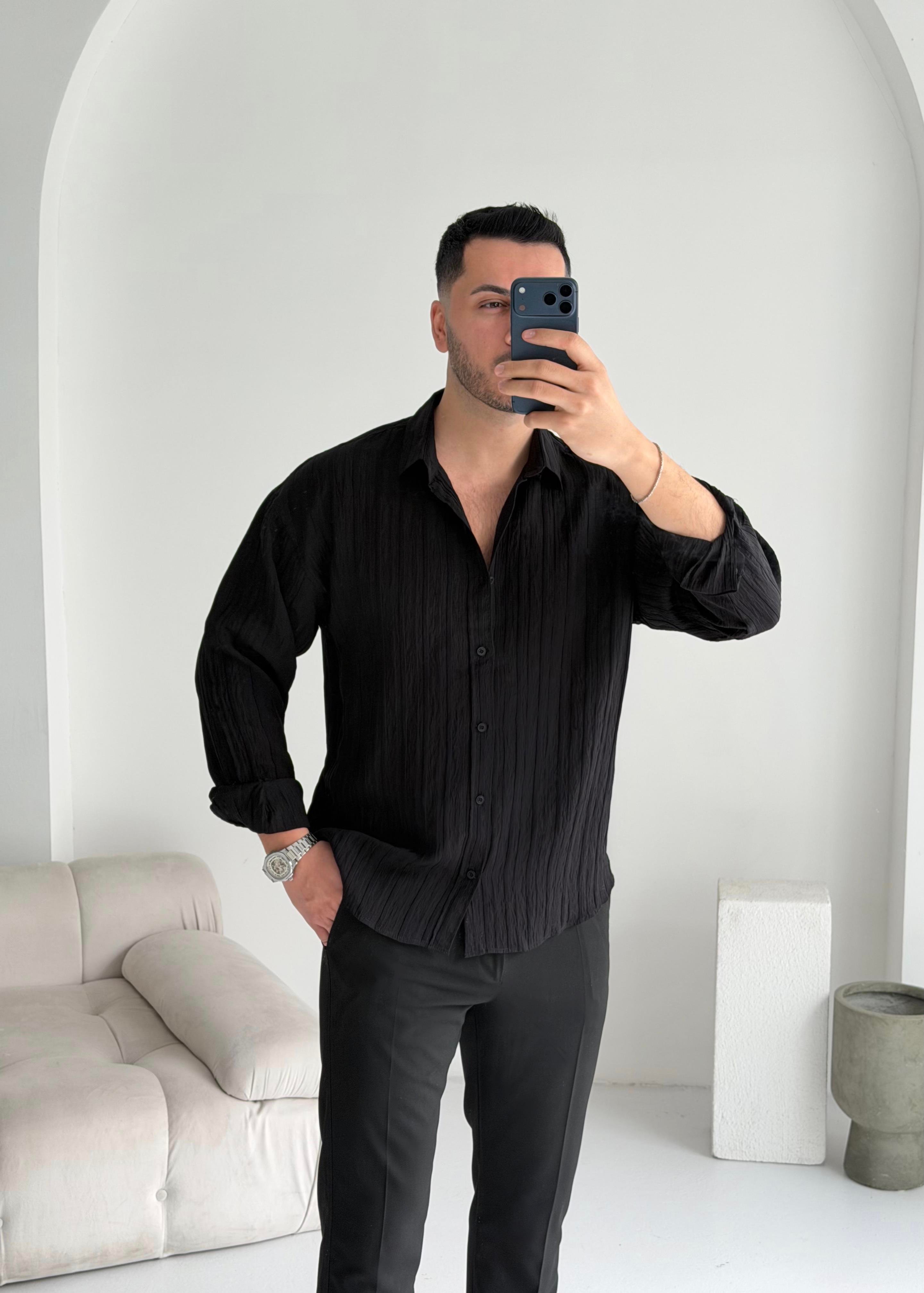 Fawer Siyah Tensel Gömlek 