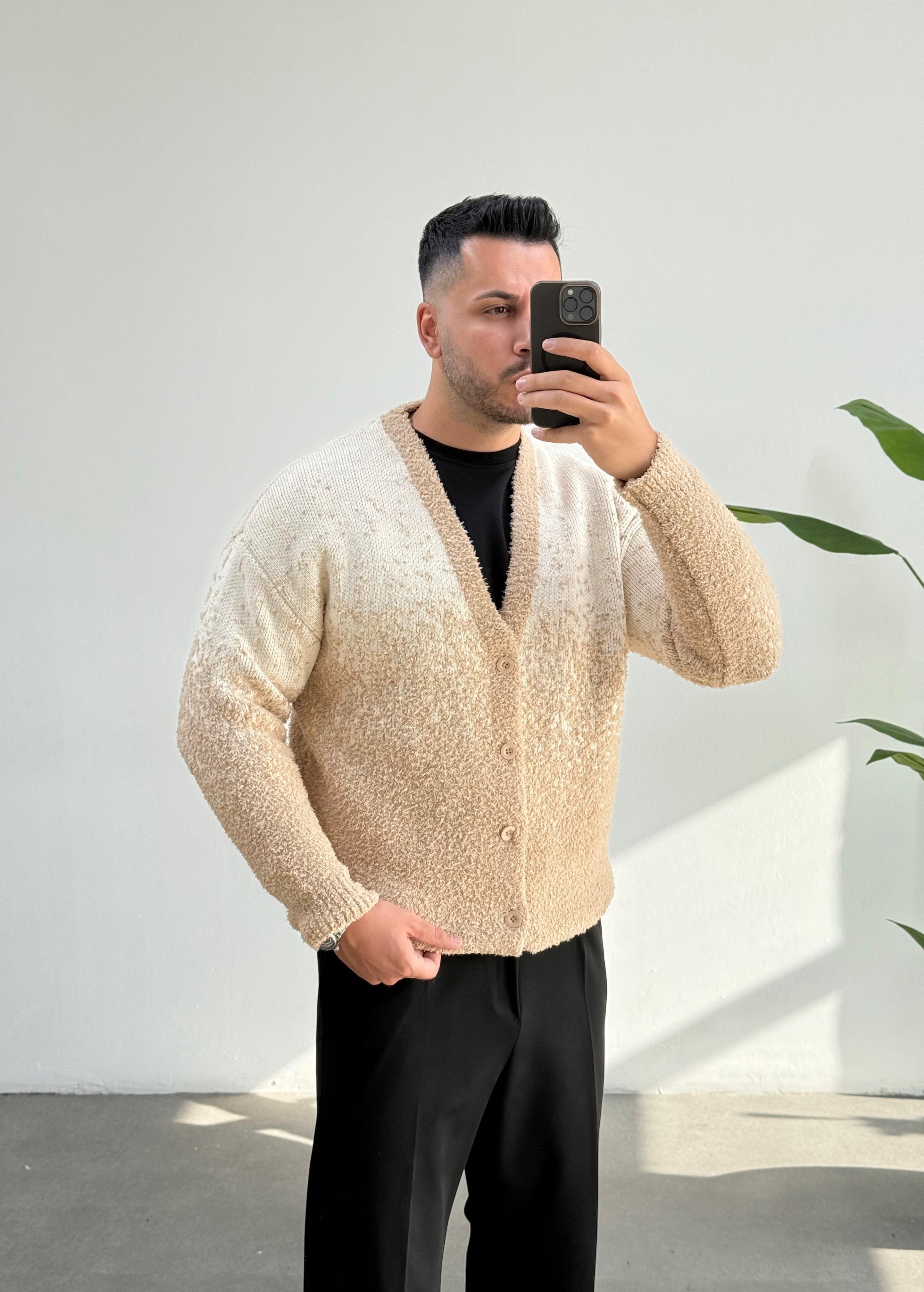 Franco Bej Örgü Oversize Hırka