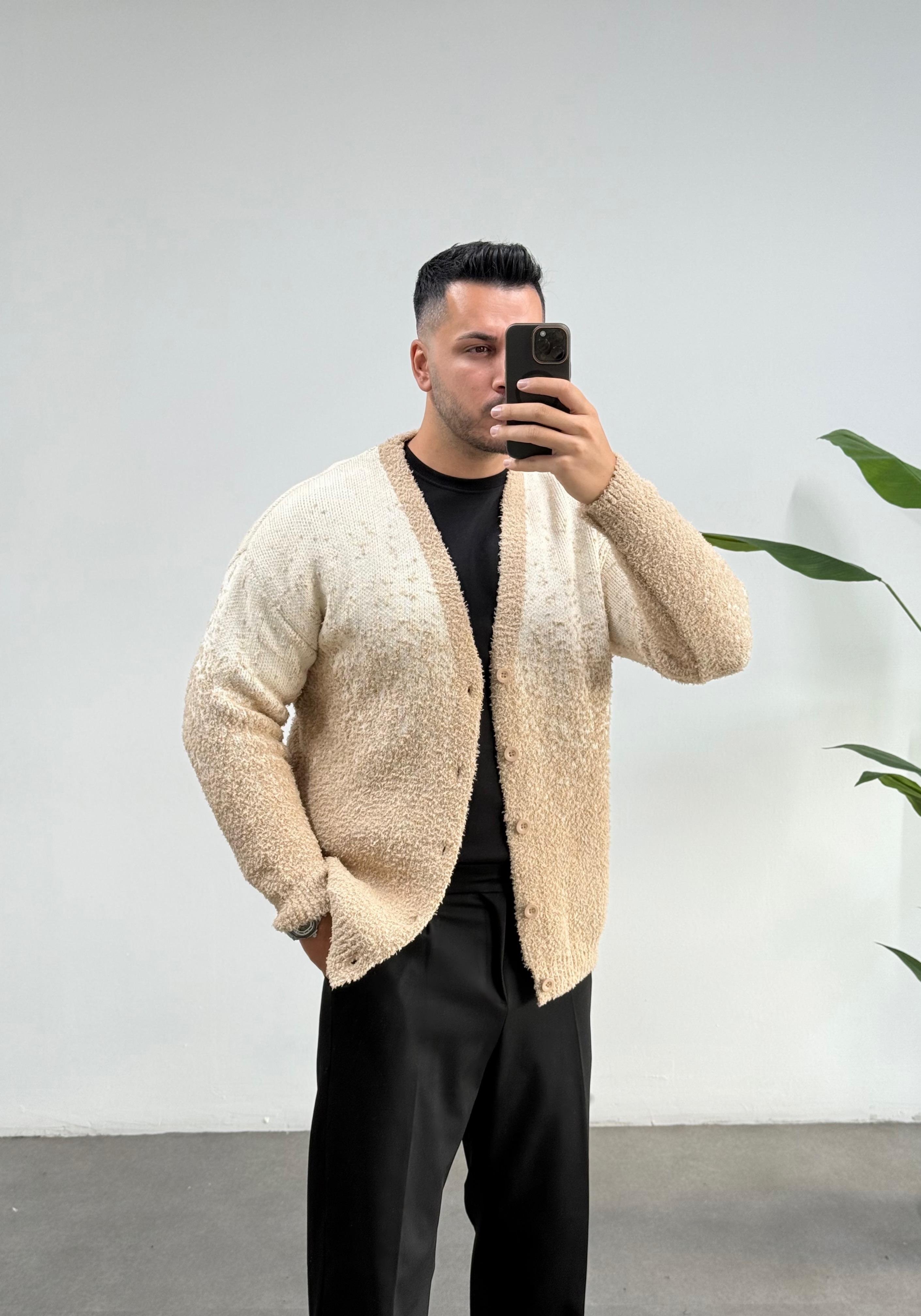 Franco Bej Örgü Oversize Hırka