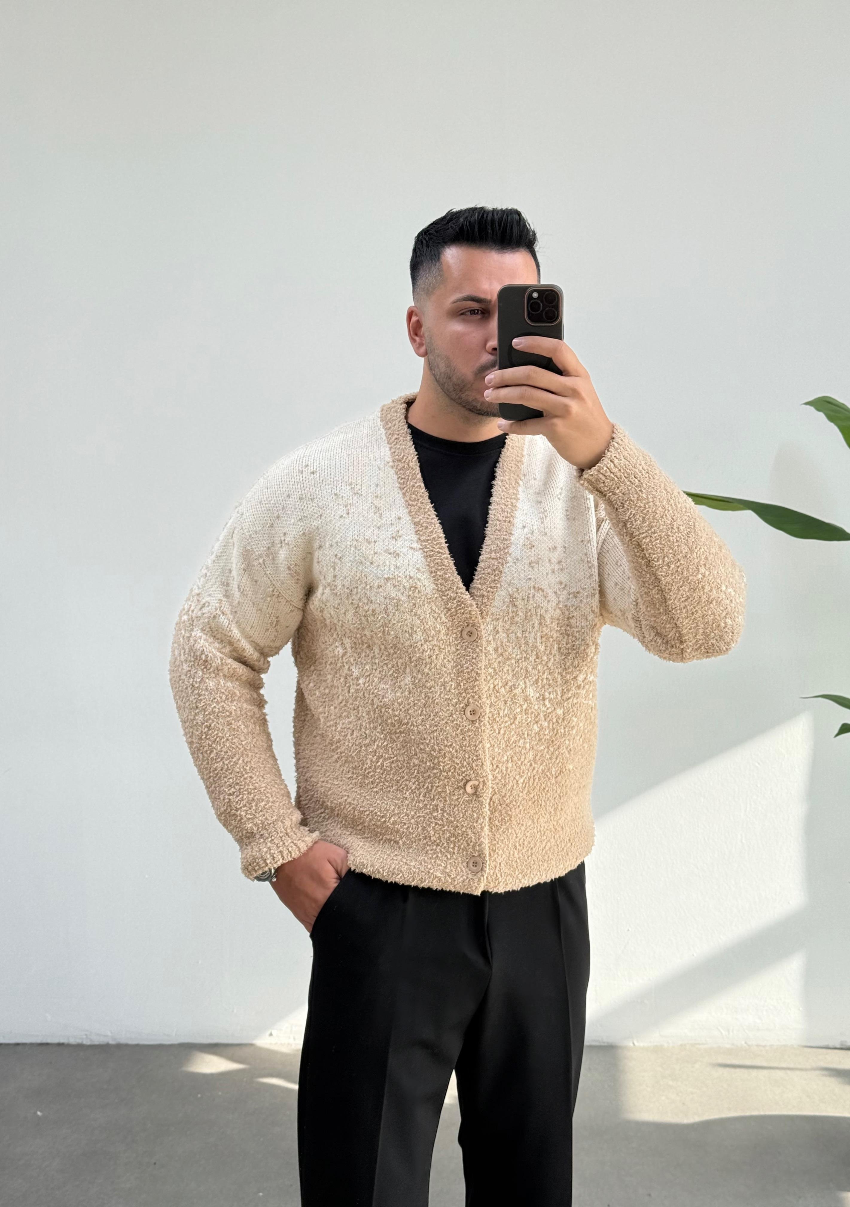 Franco Bej Örgü Oversize Hırka