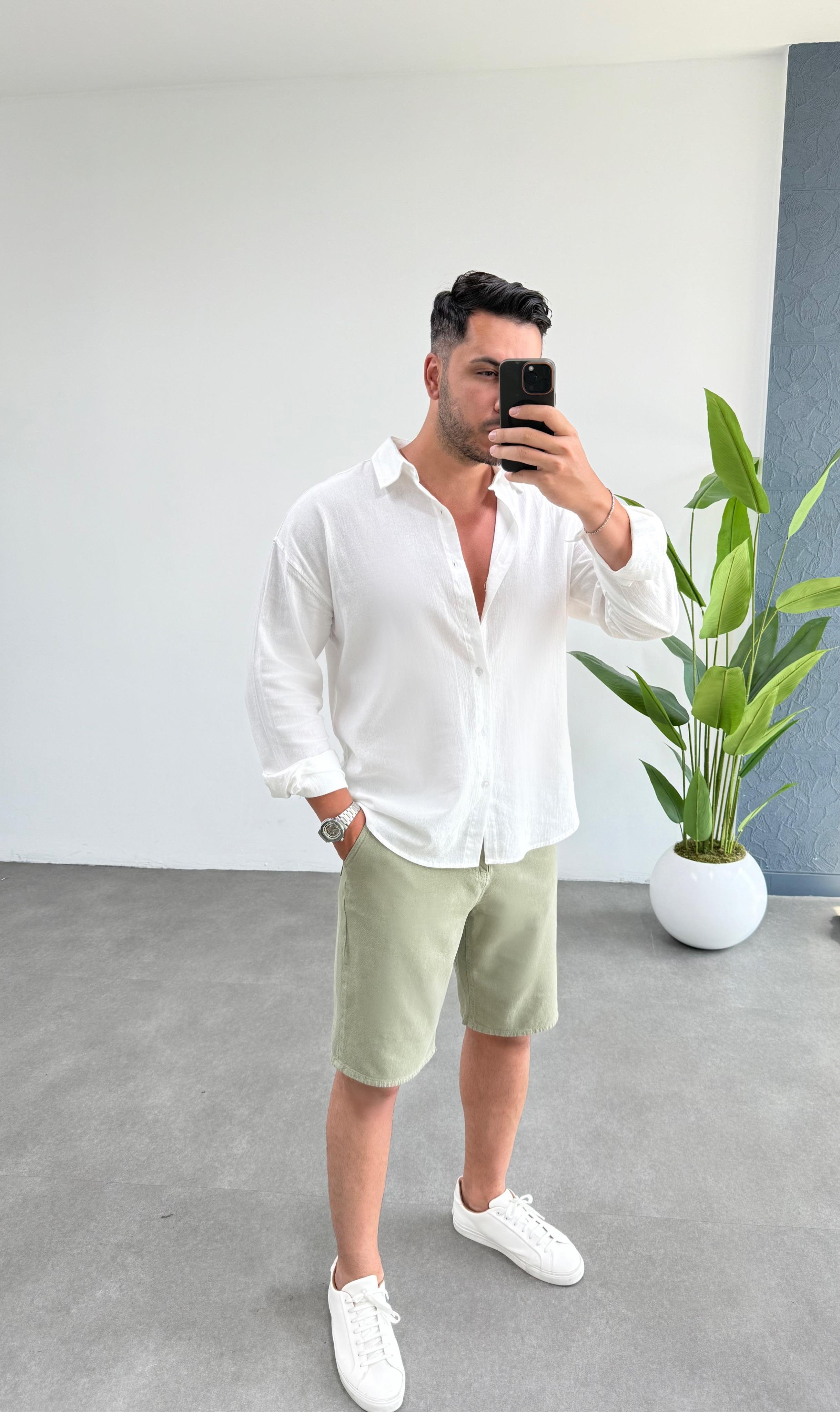 Gabardin Yeşil Şort