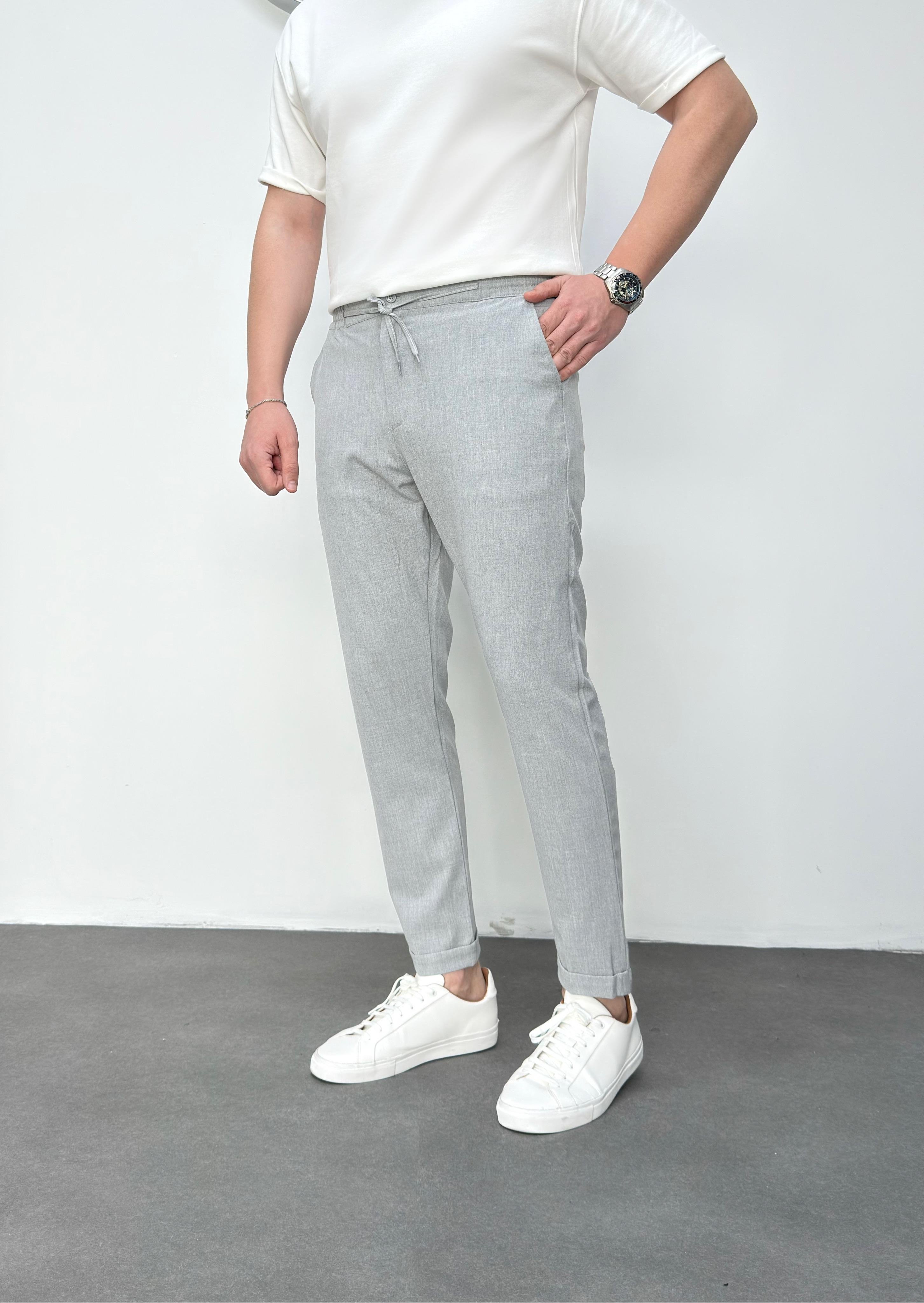 Gri Duble Paça Jogger Pantolon 