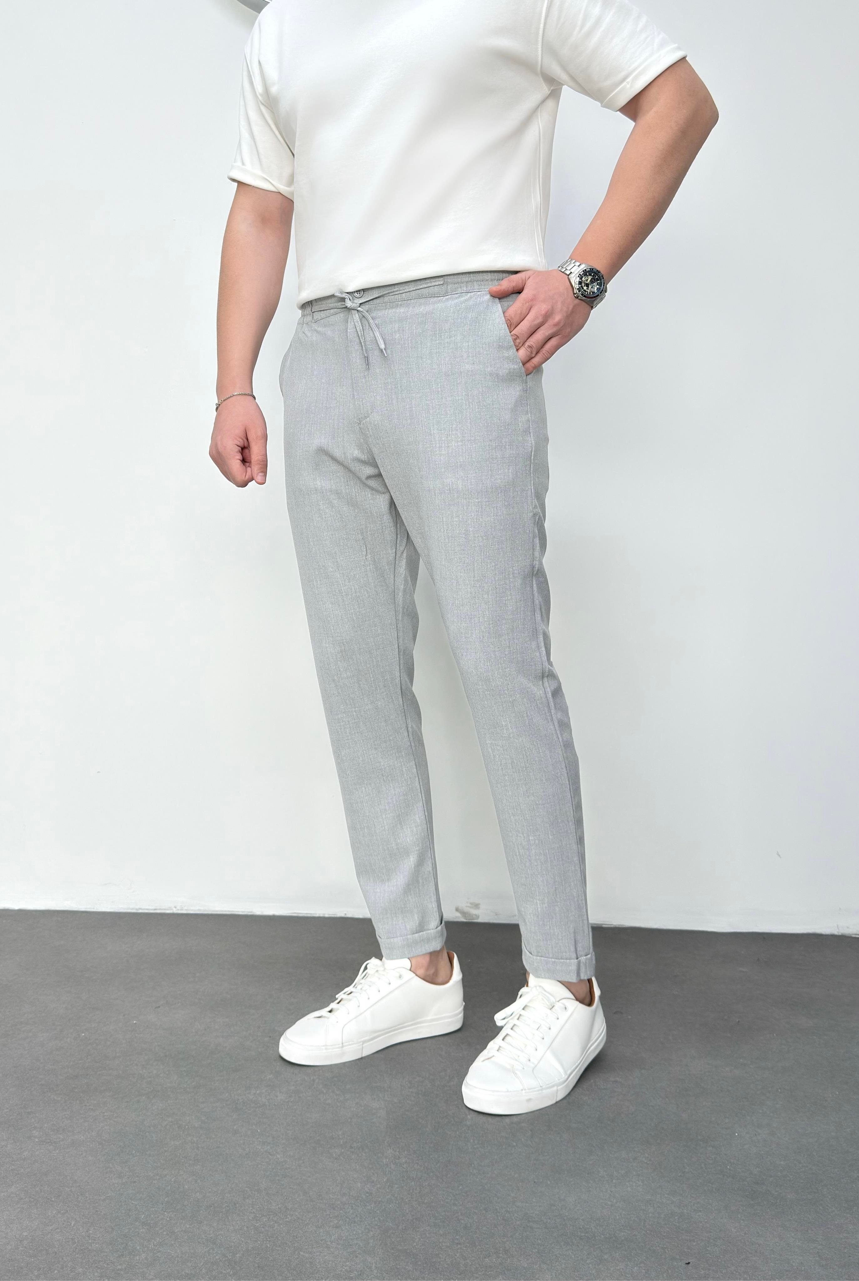 Gri Duble Paça Jogger Pantolon 