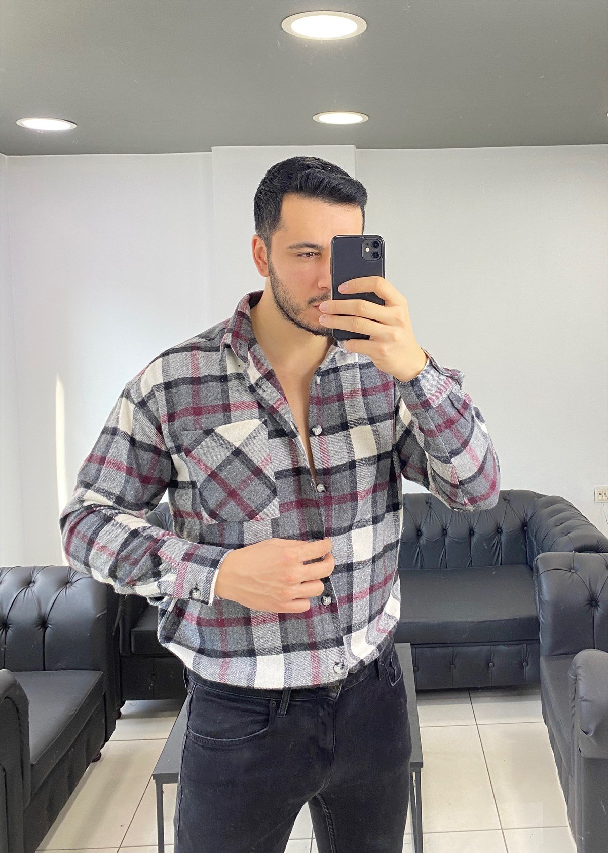 Gri Oversize Oduncu Gömlek