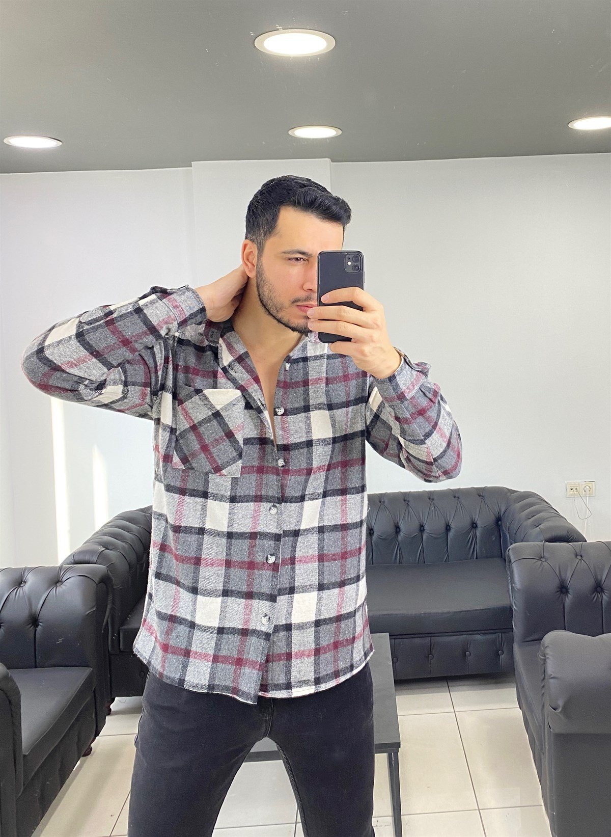 Gri Oversize Oduncu Gömlek