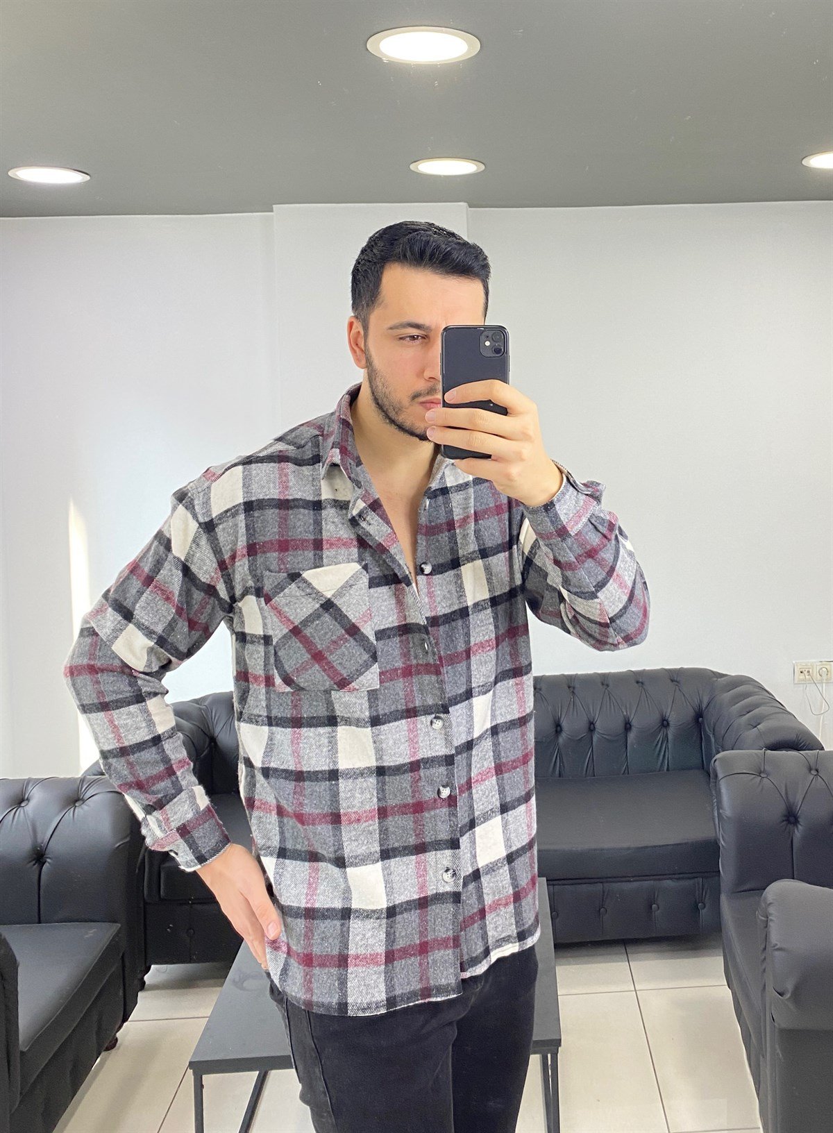 Gri Oversize Oduncu Gömlek