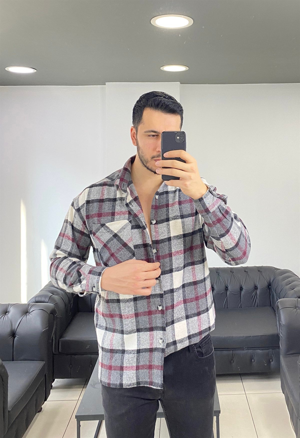 Gri Oversize Oduncu Gömlek