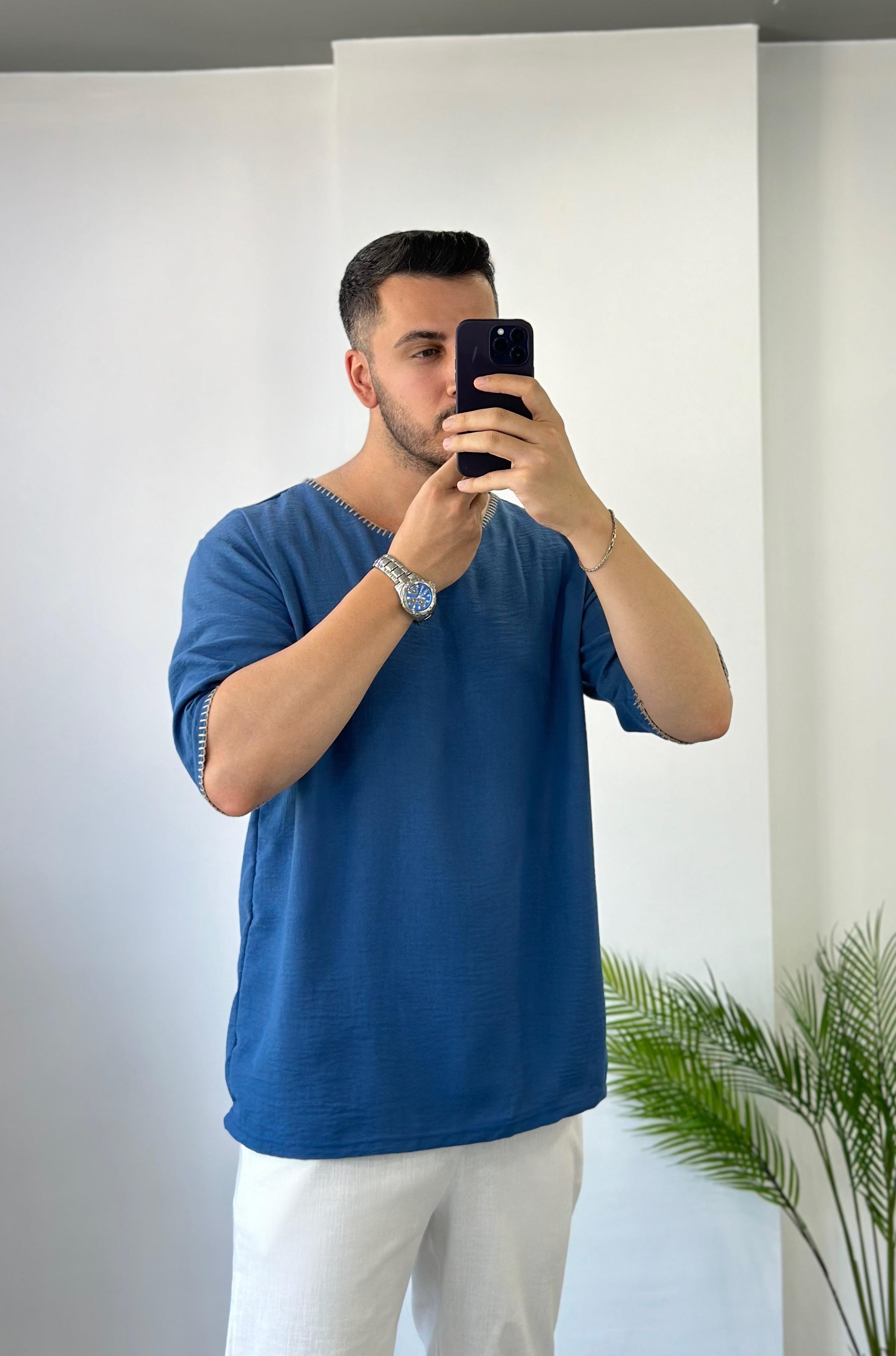 İndigo Bohem Oversize Tişört 