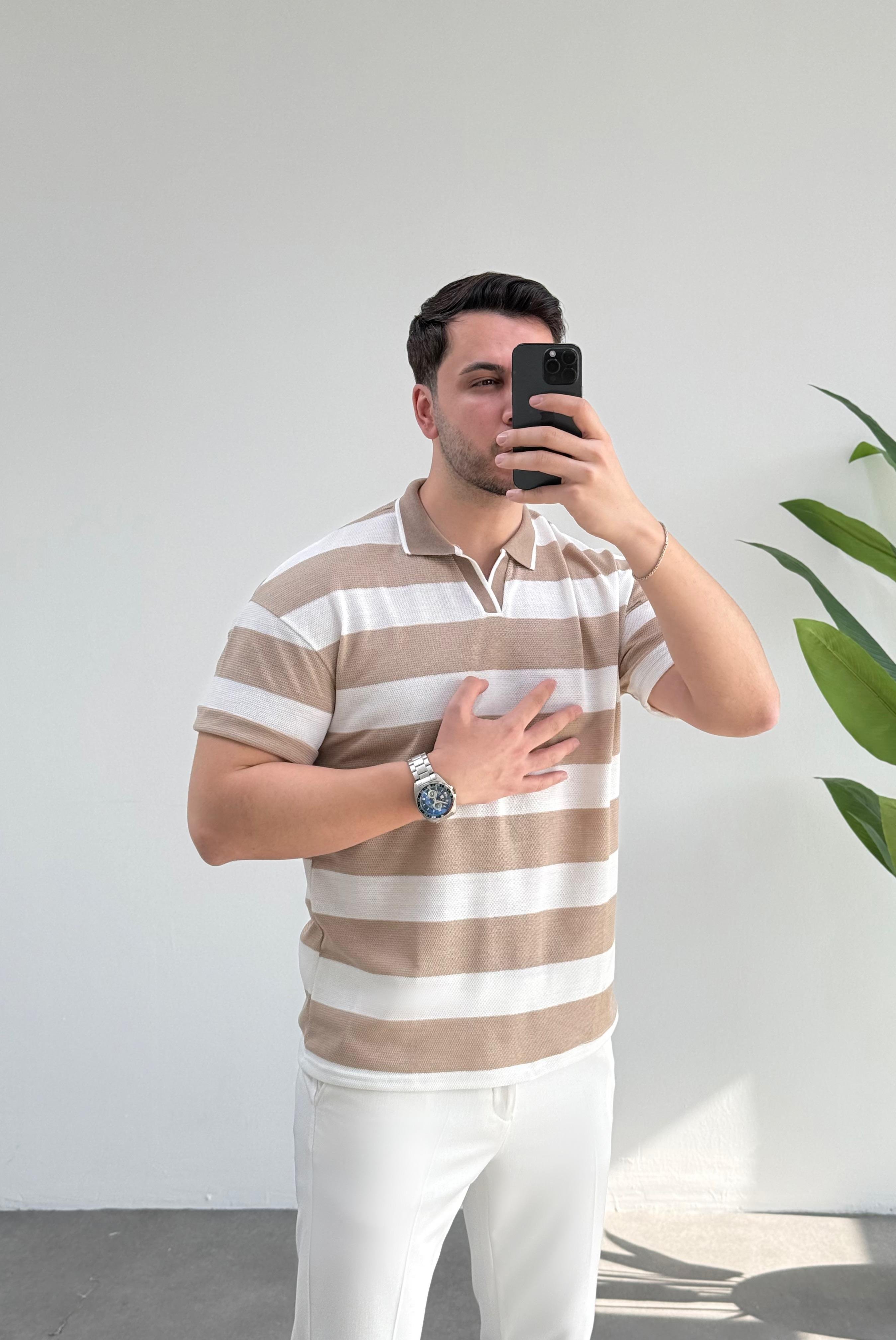 Joi Bej Geniş Çizgi Tişört 