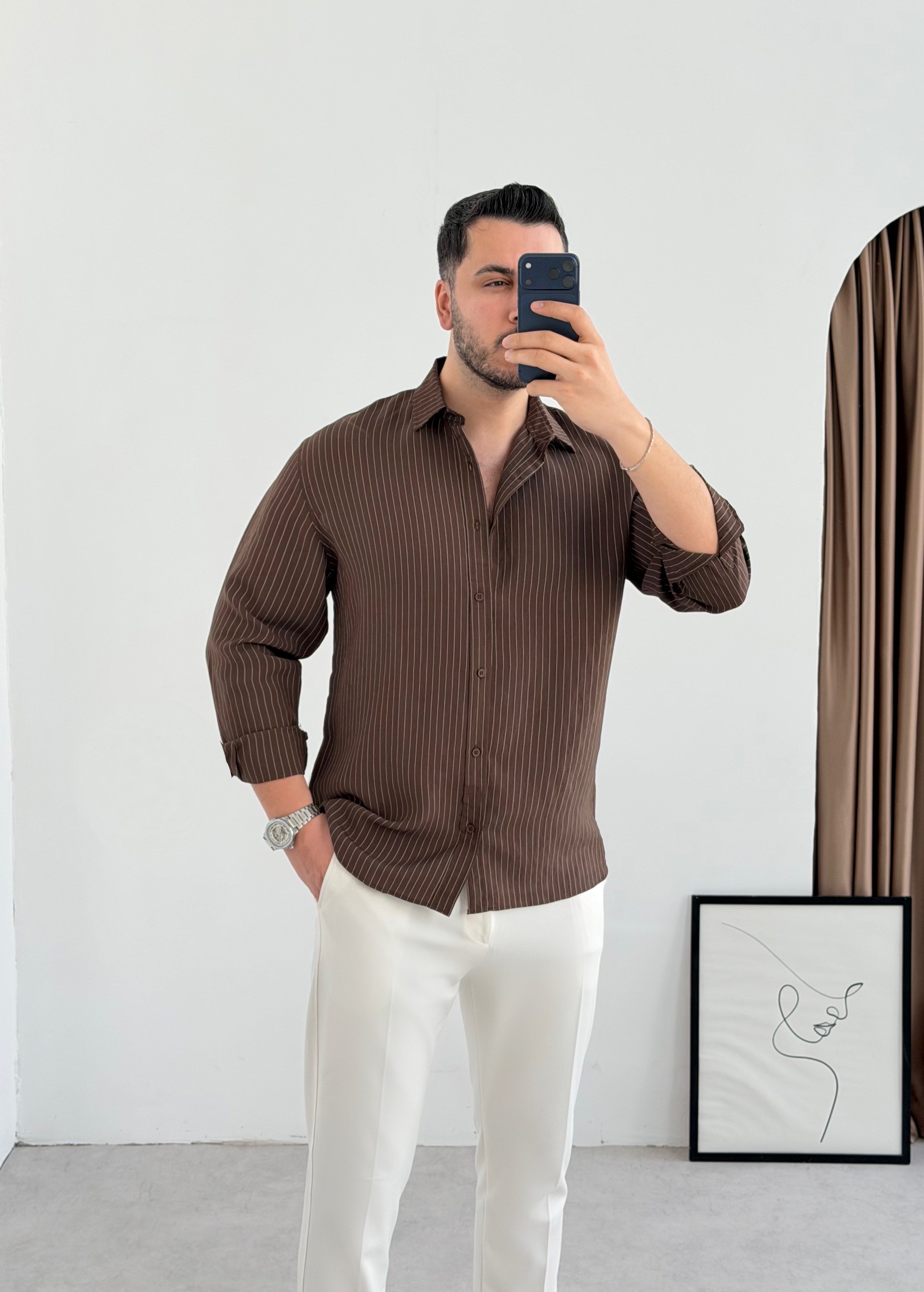 Just Kahve Tensel Oversize Gömlek