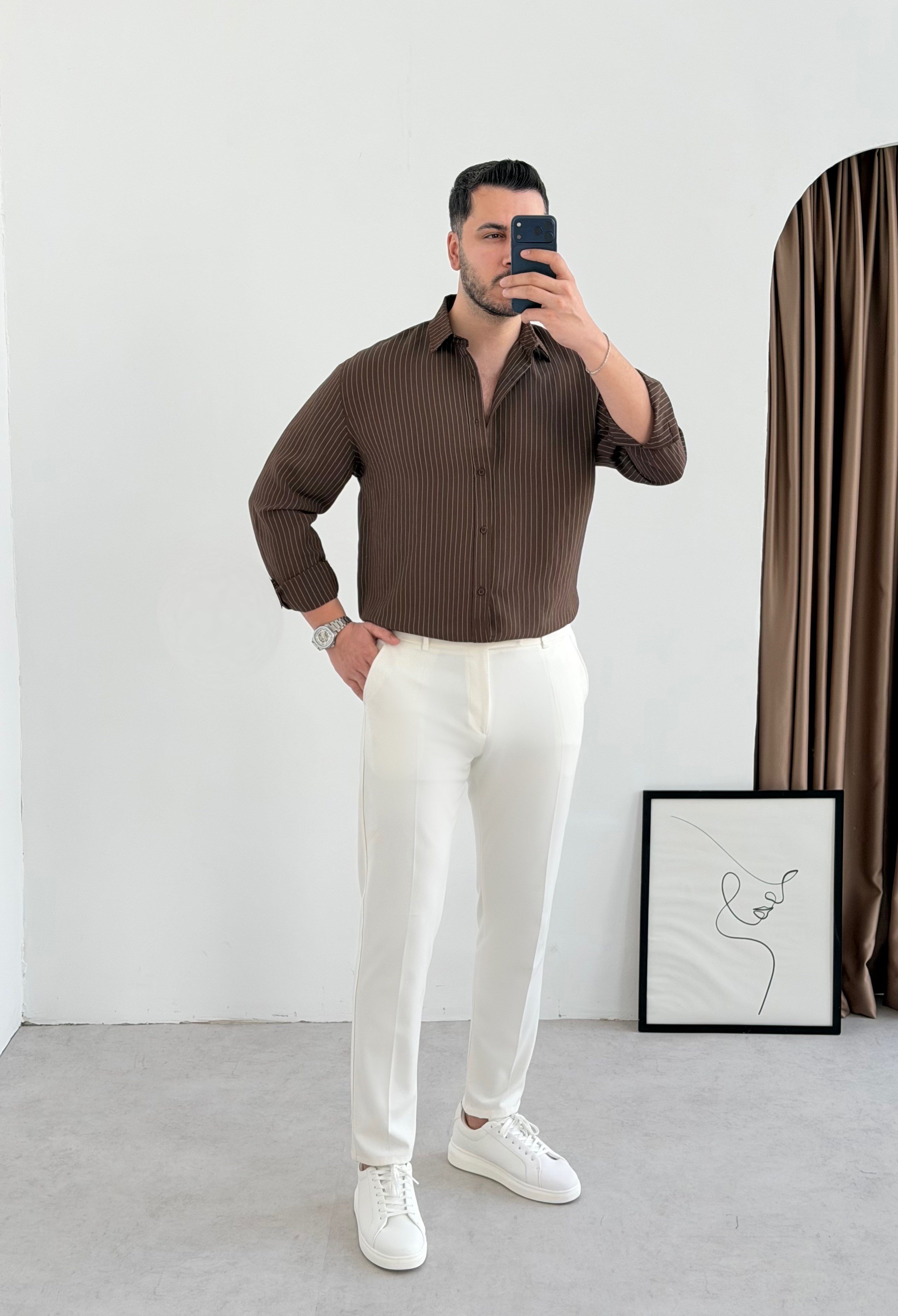 Just Kahve Tensel Oversize Gömlek