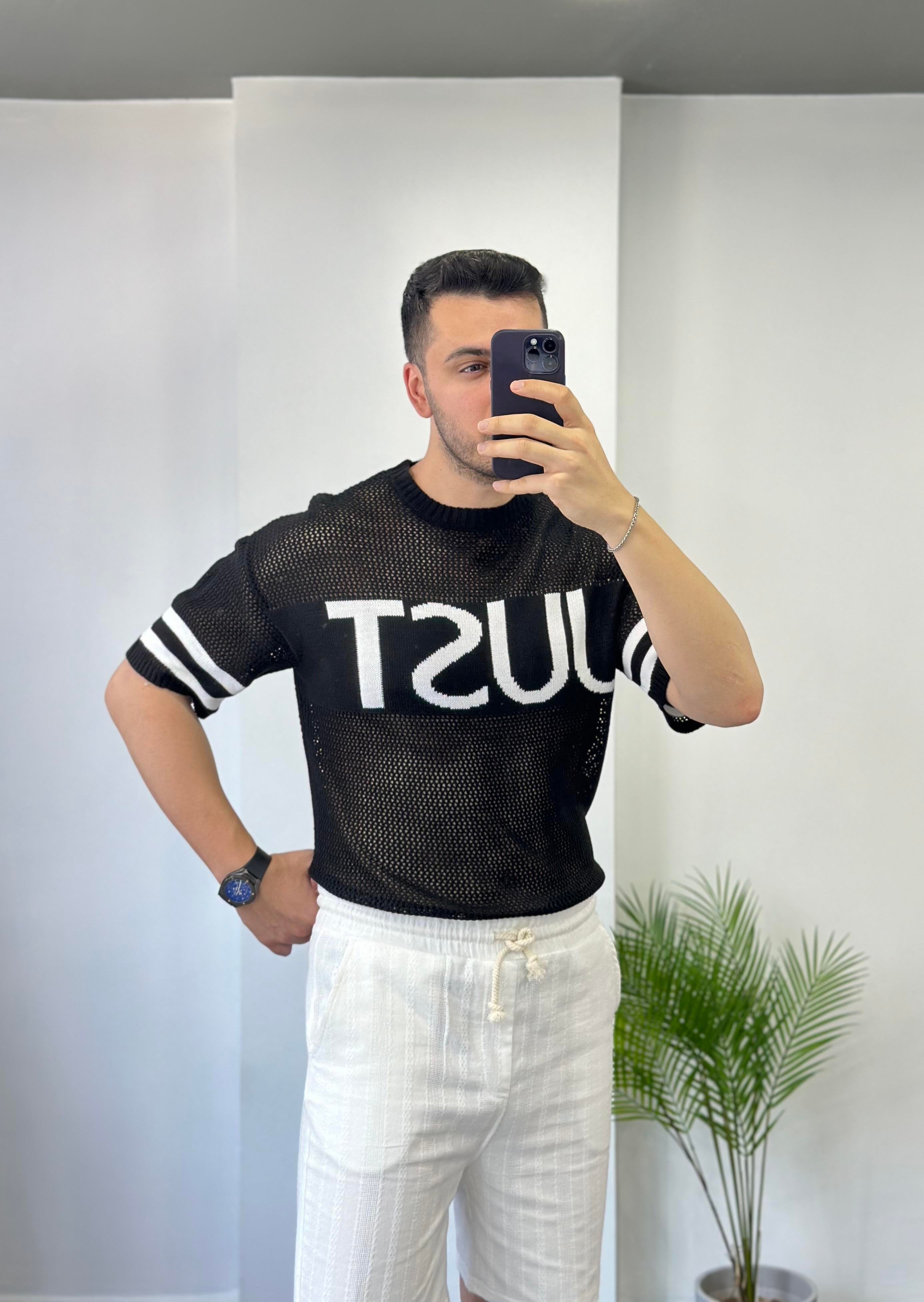 Just Örme Siyah Tişört 
