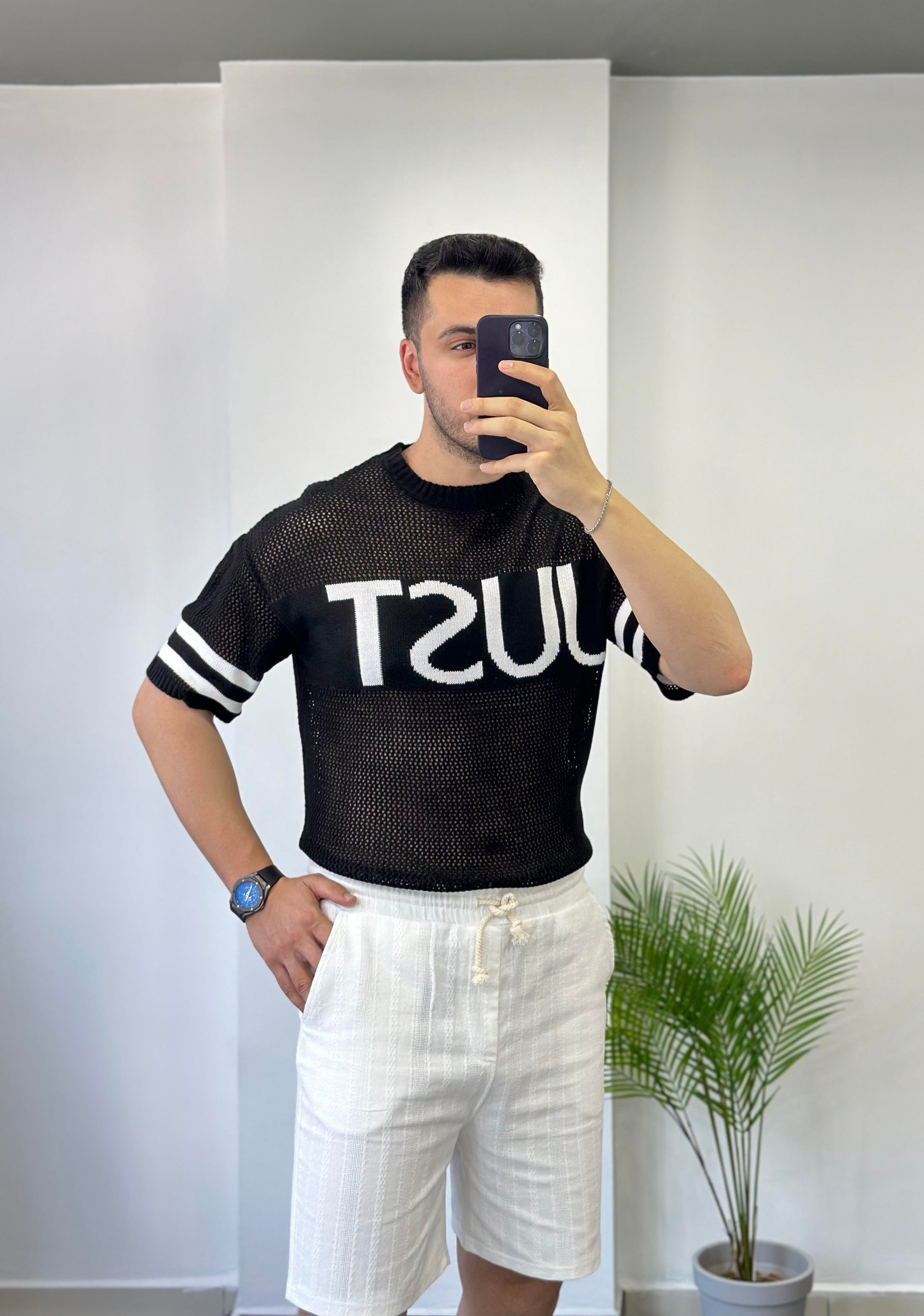 Just Örme Siyah Tişört 